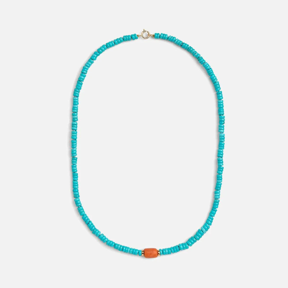 Coral &amp; Turquoise Beaded Necklace by Selin Kent - At Present Jewelry
