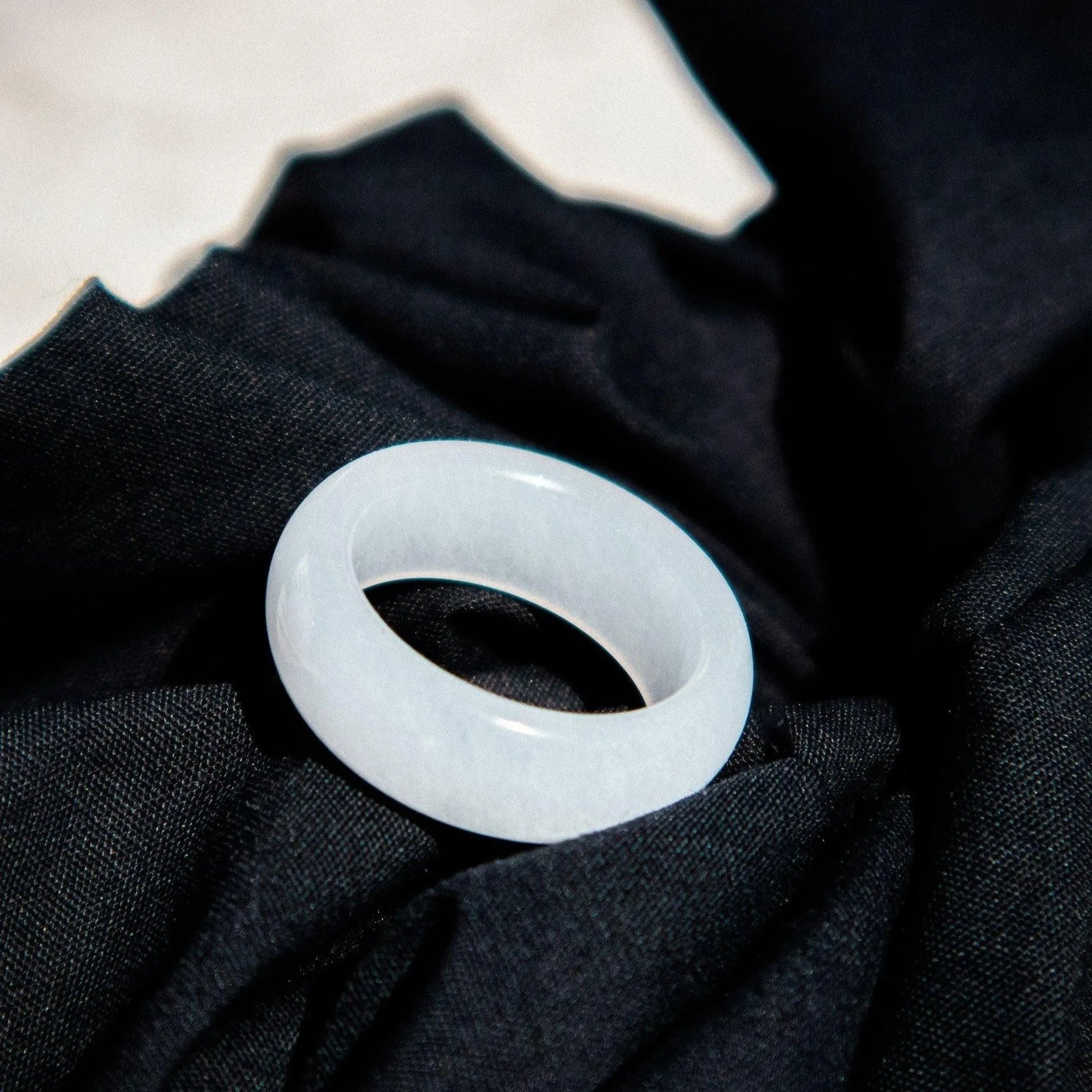 Tee, White Jade Stone Ring - At Present