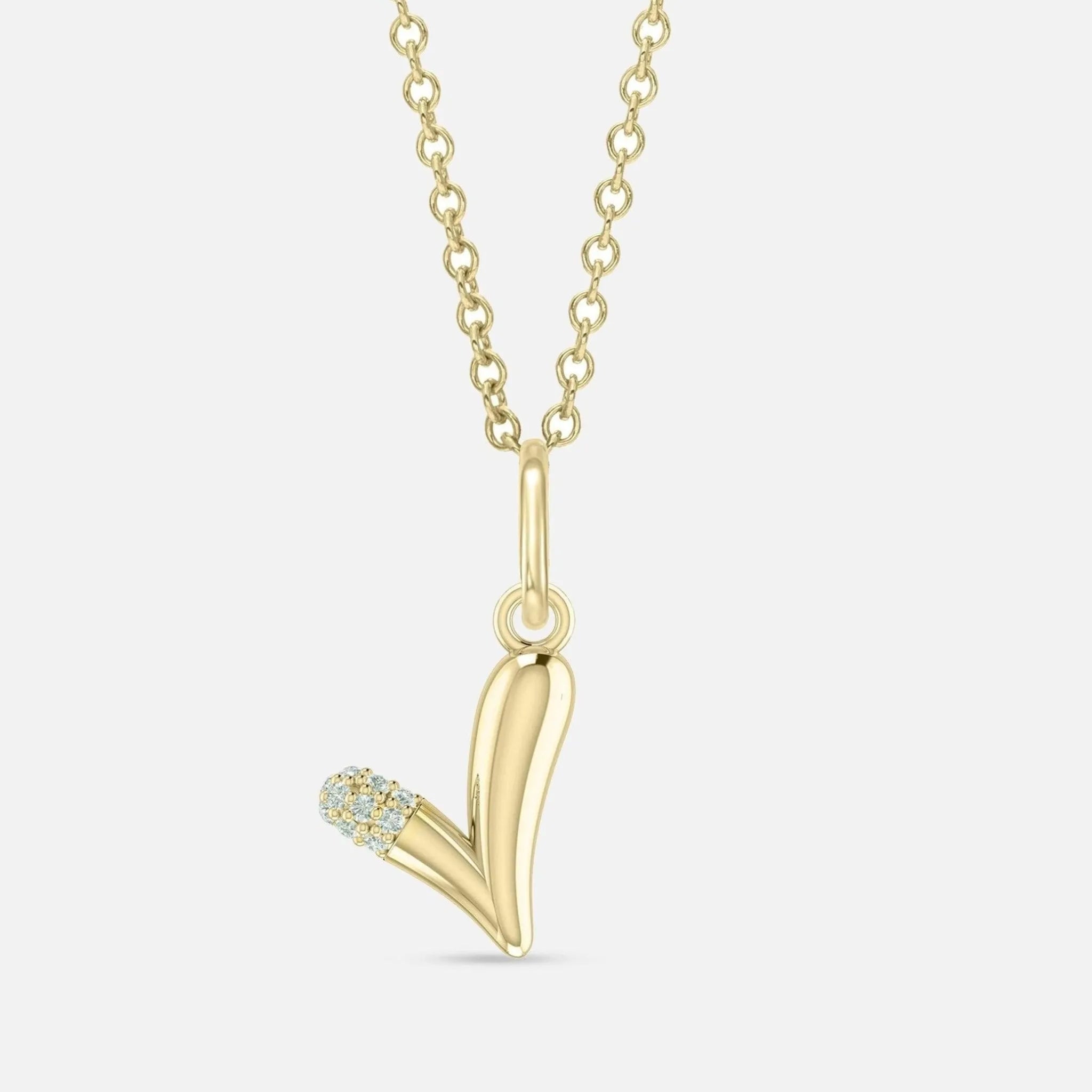 Alphabet Charm Necklace with Diamonds - At Present