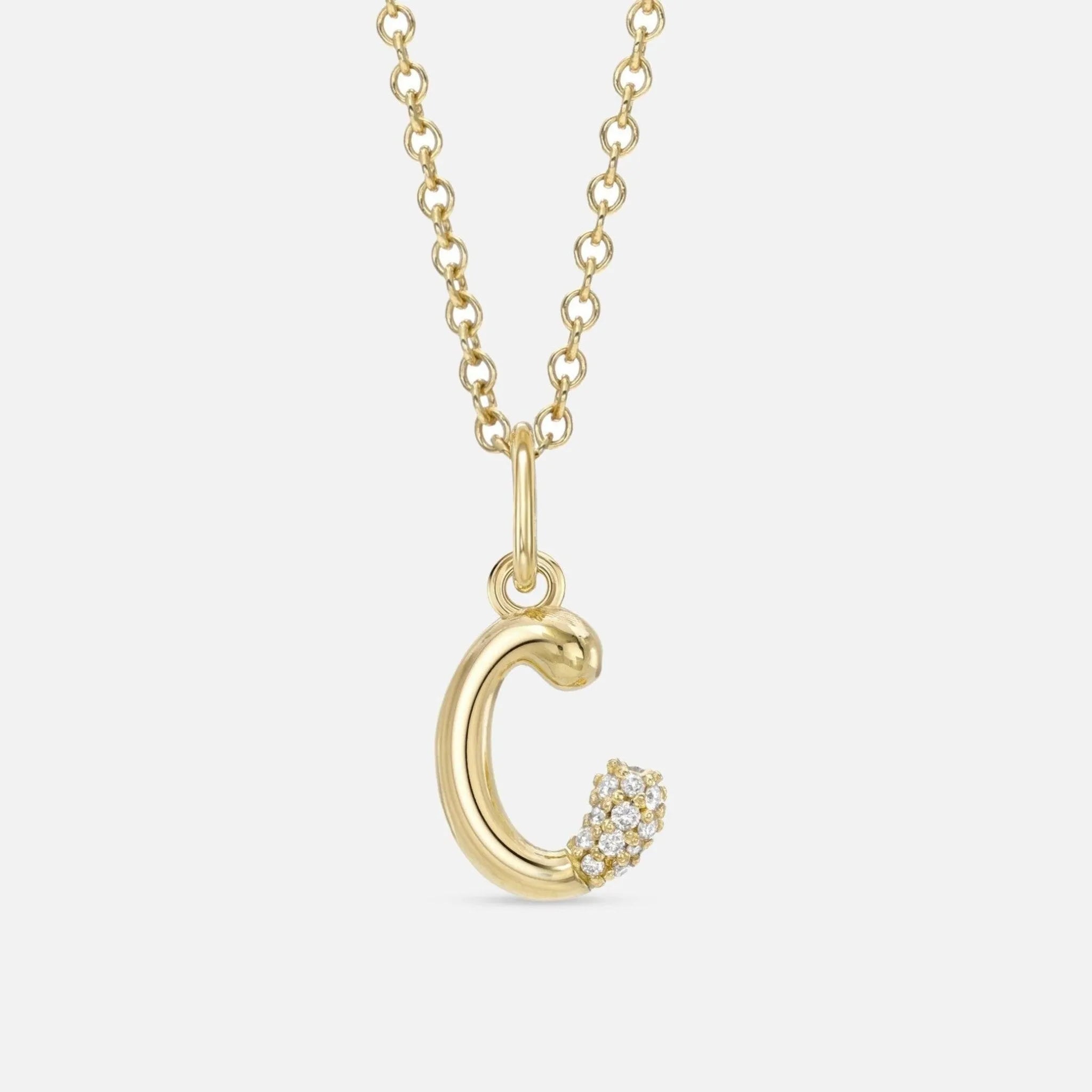 Alphabet Charm Necklace with Diamonds - At Present