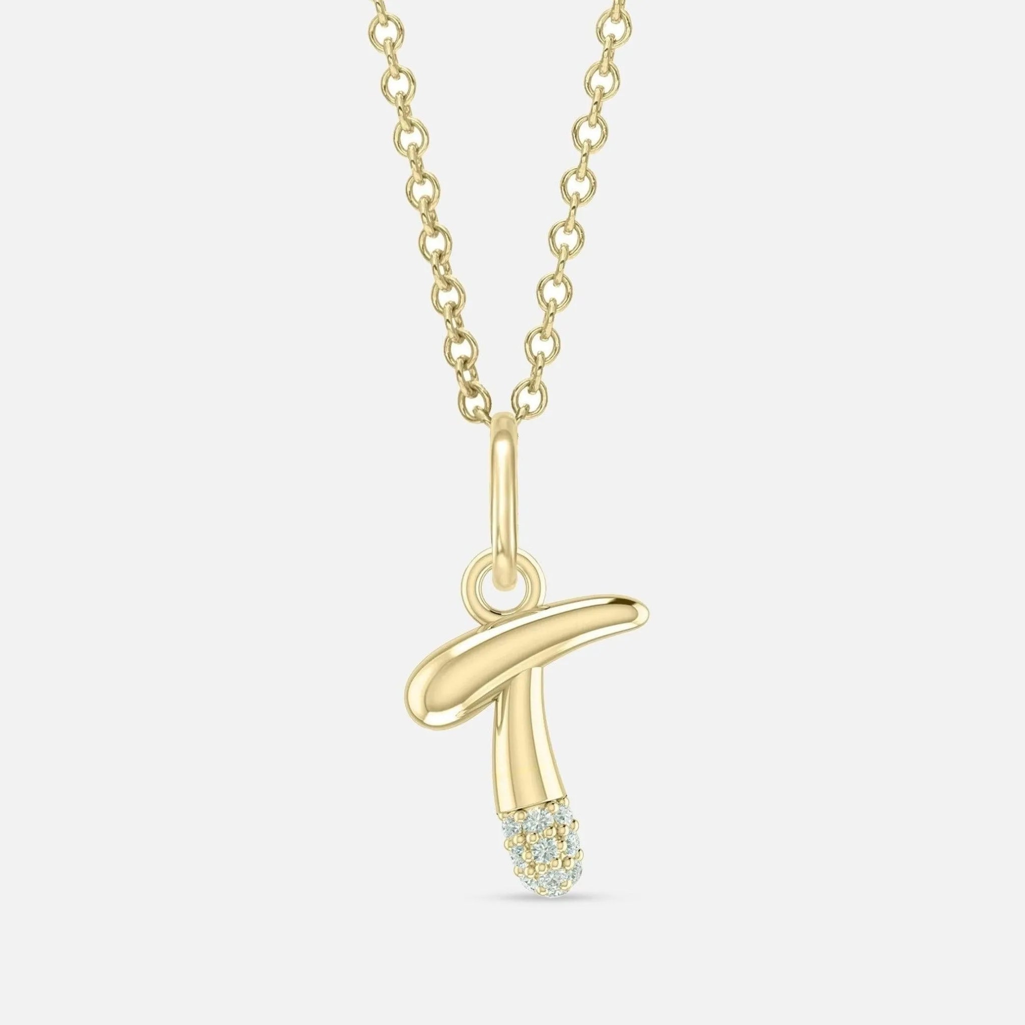 Alphabet Charm Necklace with Diamonds - At Present