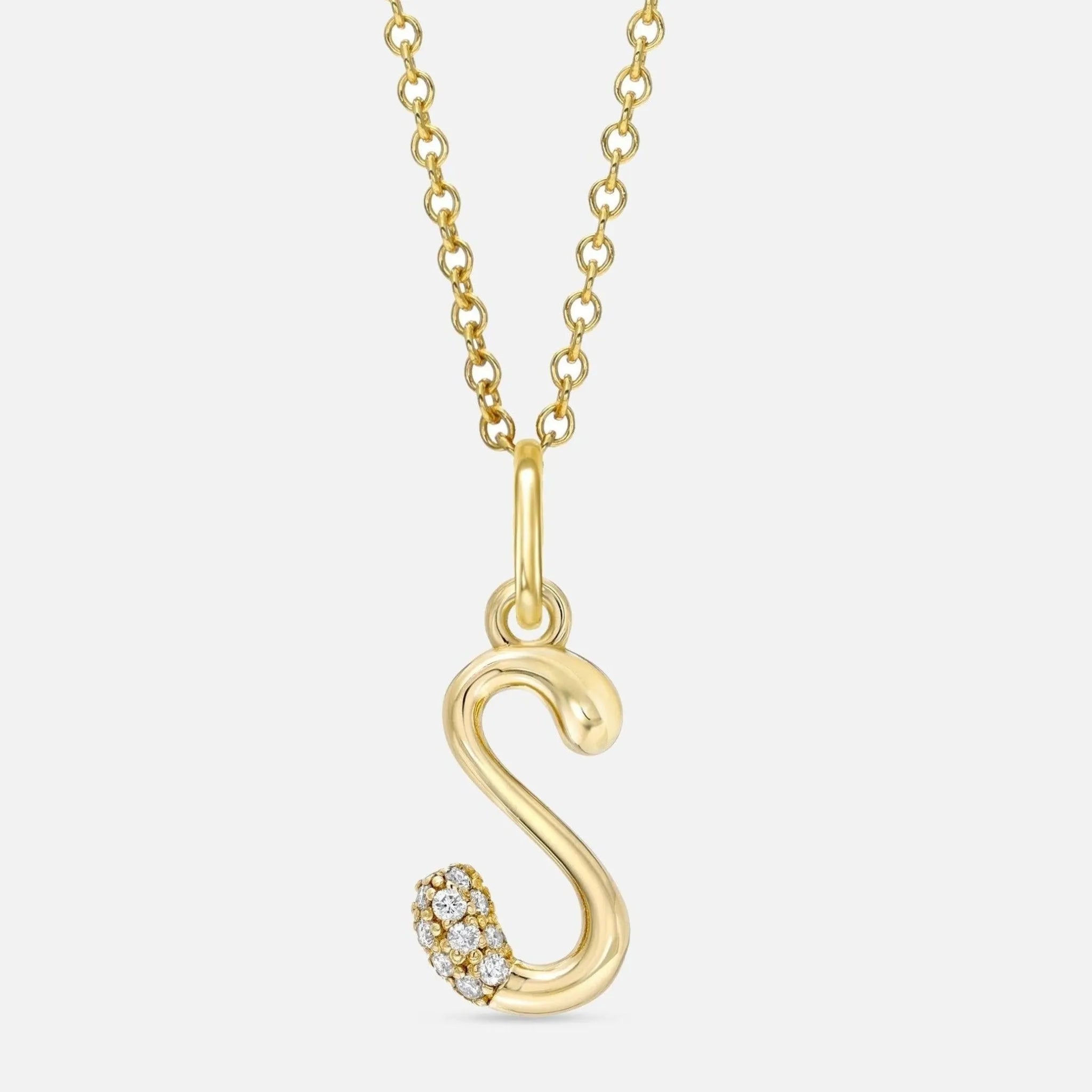 Alphabet Charm Necklace with Diamonds - At Present