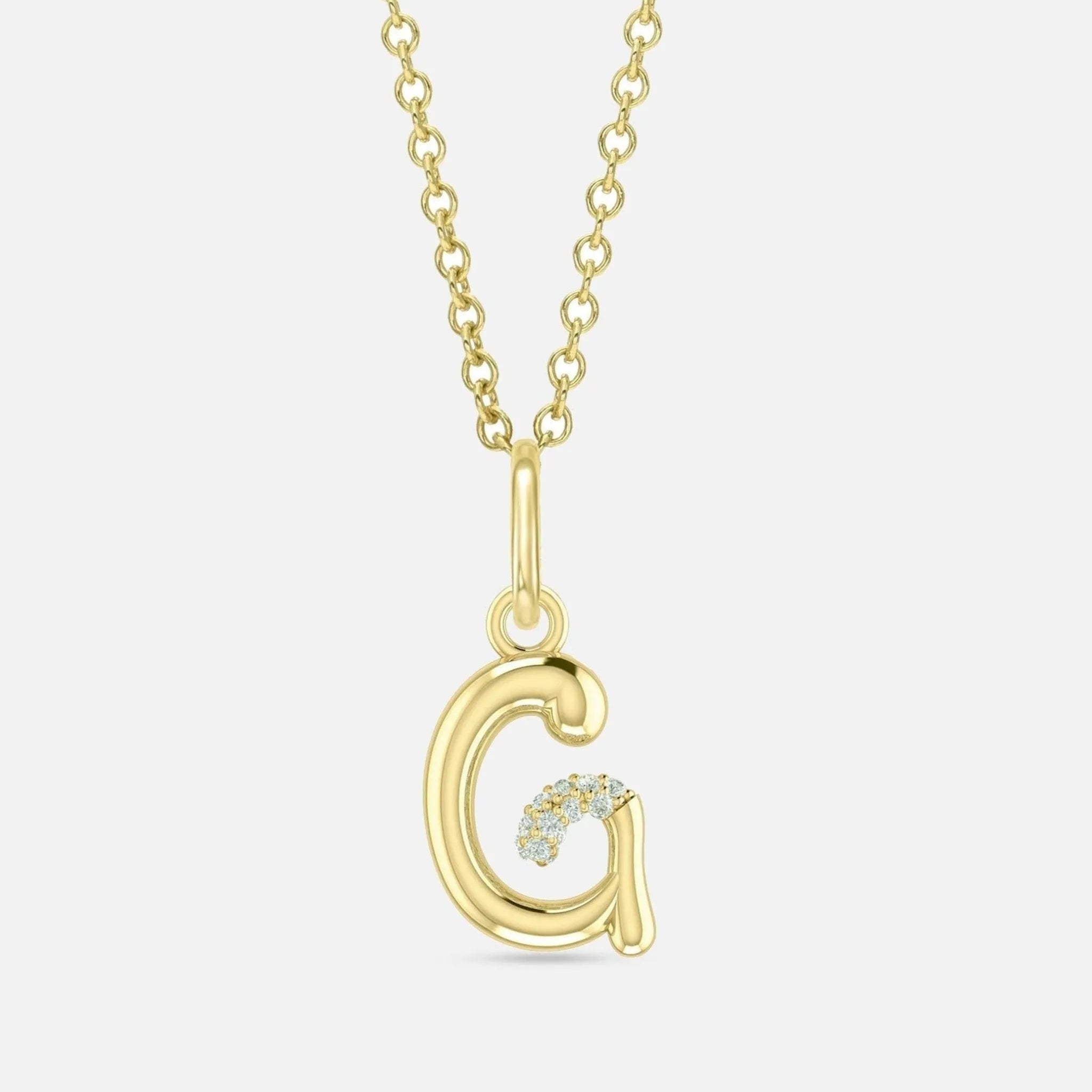 Alphabet Charm Necklace with Diamonds - At Present