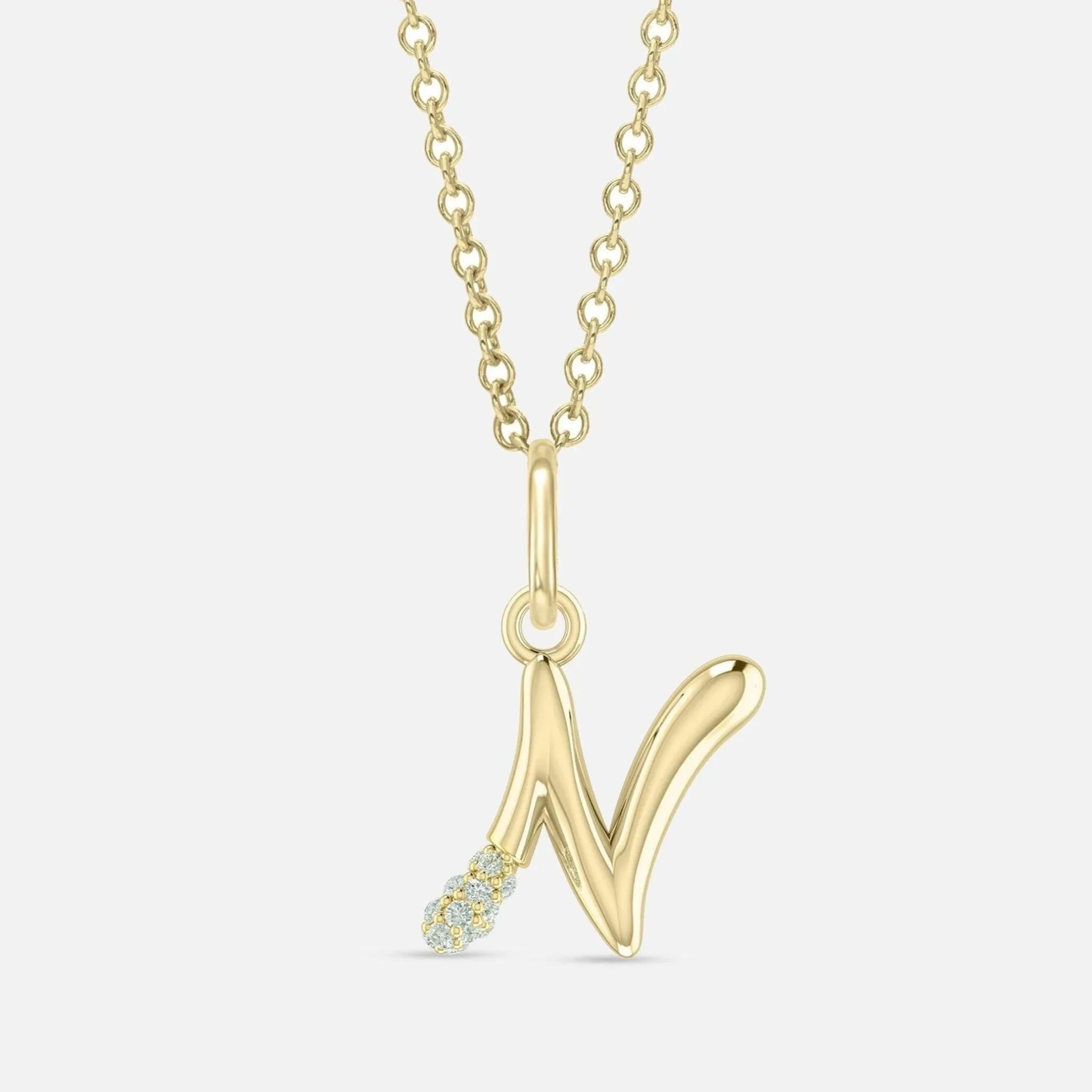 Alphabet Charm Necklace with Diamonds - At Present