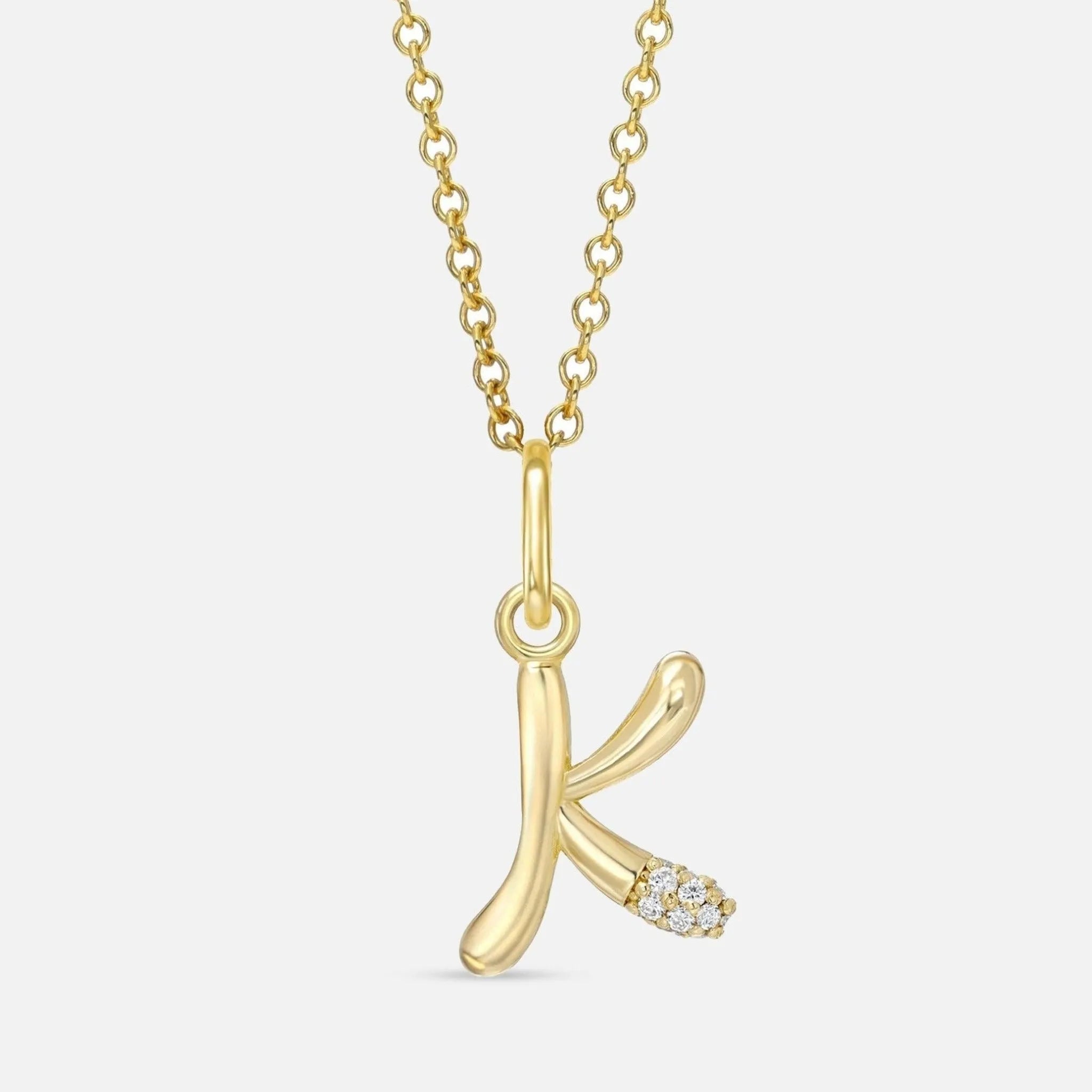 Alphabet Charm Necklace with Diamonds - At Present