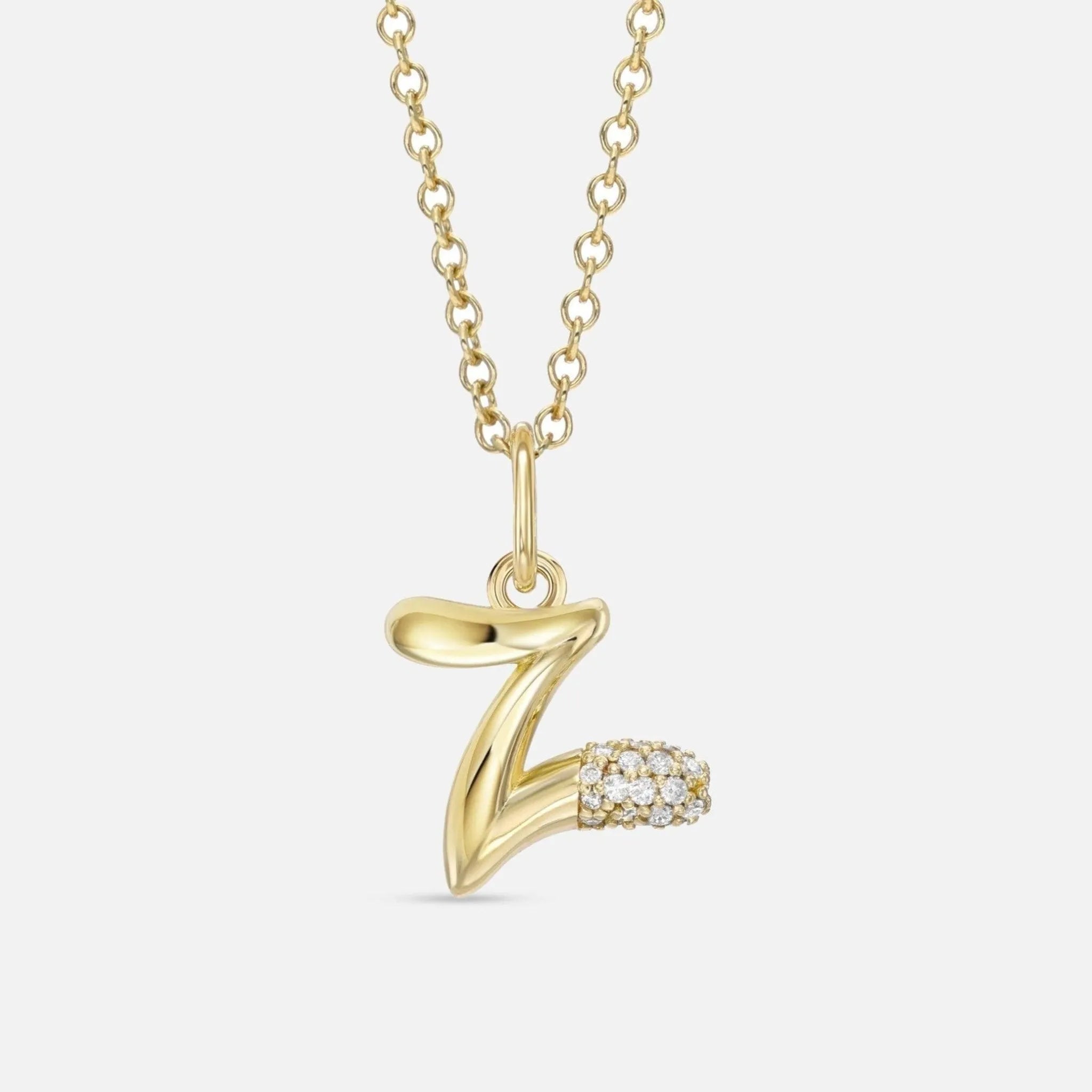 Alphabet Charm Necklace with Diamonds - At Present