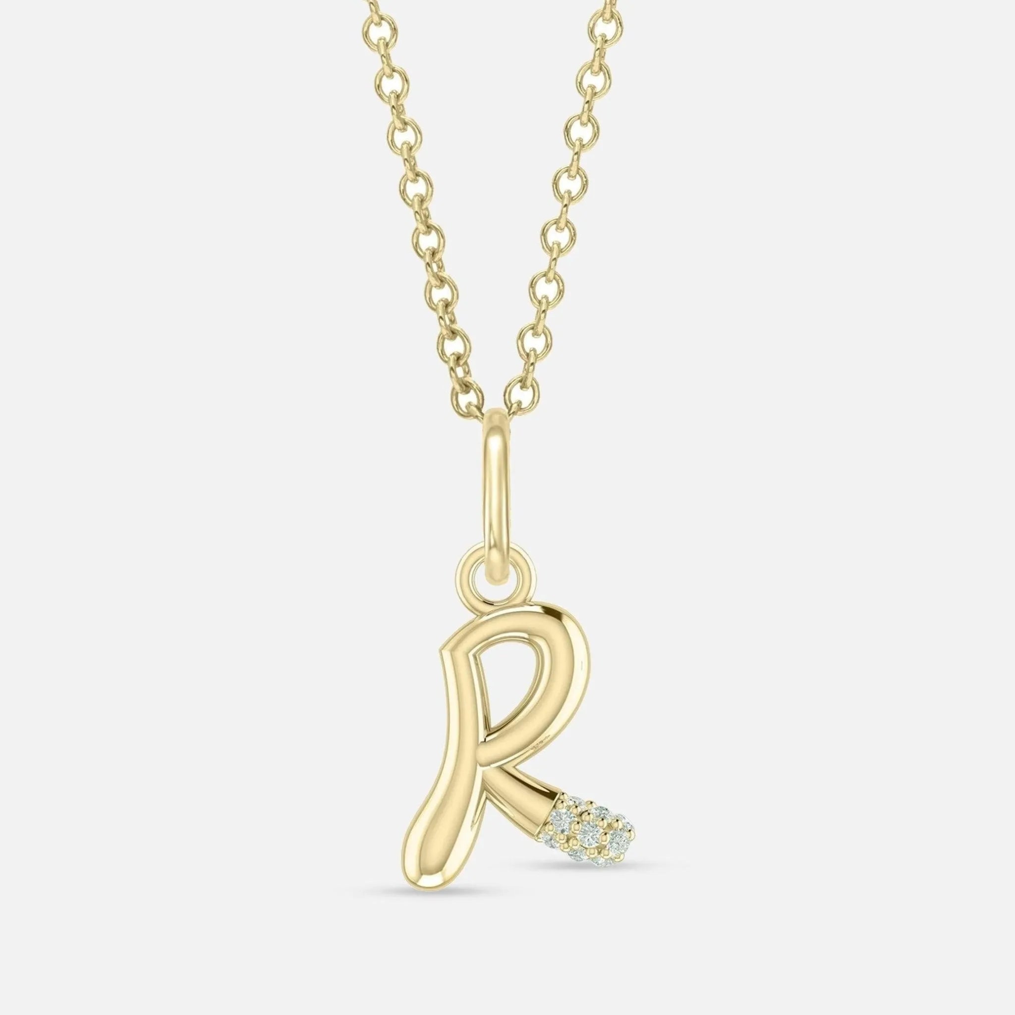 Alphabet Charm Necklace with Diamonds - At Present