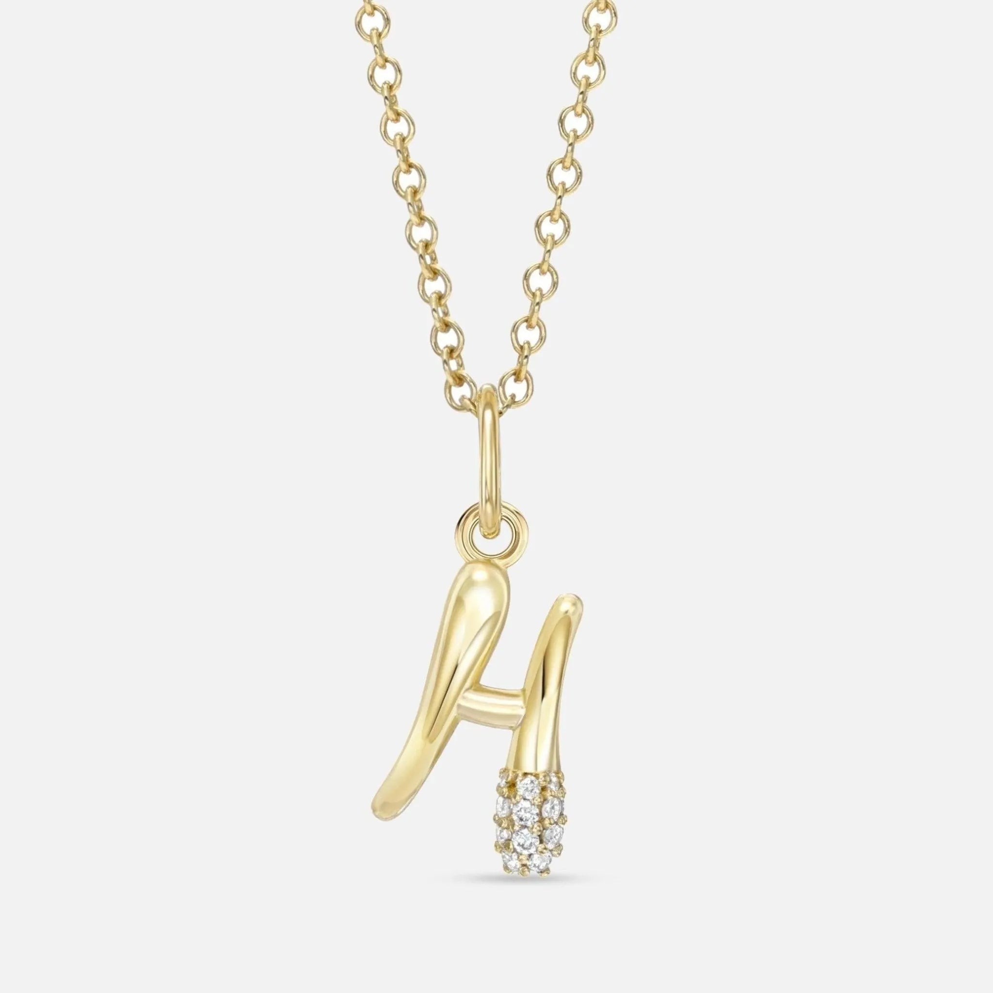 Alphabet Charm Necklace with Diamonds - At Present