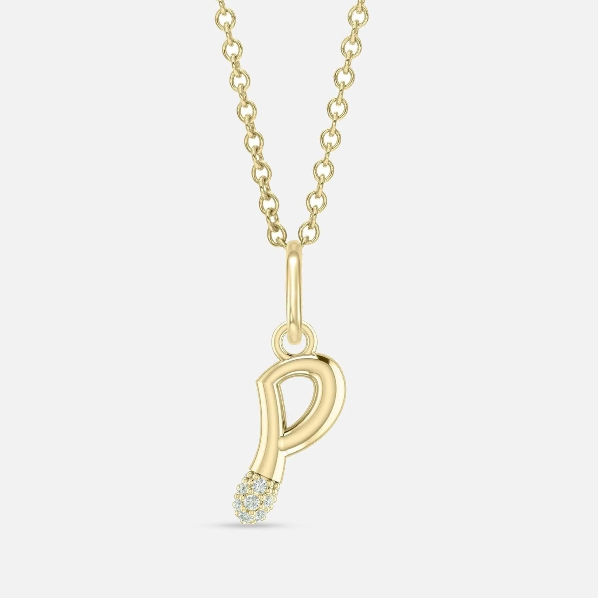 Alphabet Charm Necklace with Diamonds - At Present