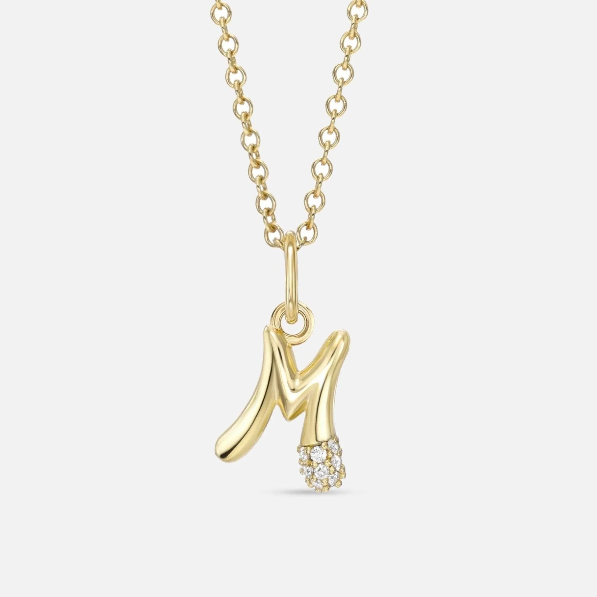 Alphabet Charm Necklace with Diamonds - At Present