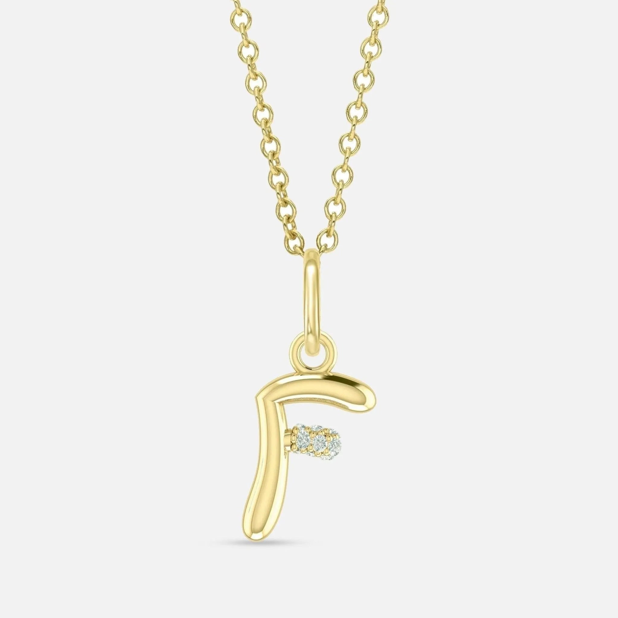 Alphabet Charm Necklace with Diamonds - At Present