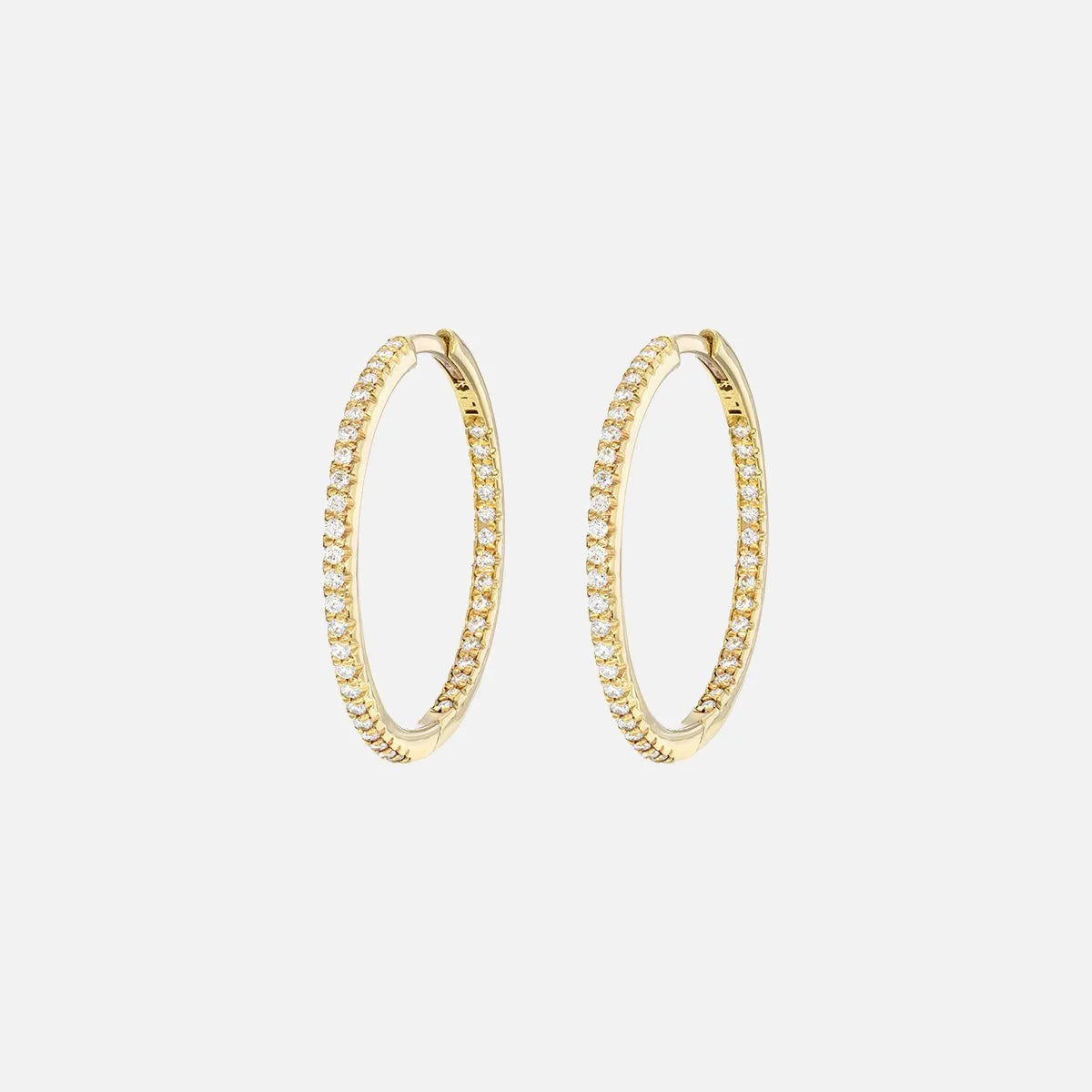 One Inch Diamond Hoops Inside and Out - At Present