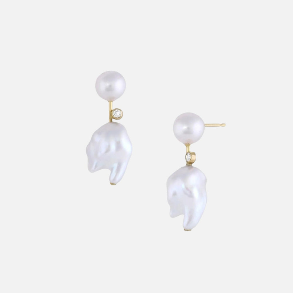 Diamond Mini Cloudbar Earrings by White/Space - At Present Jewelry