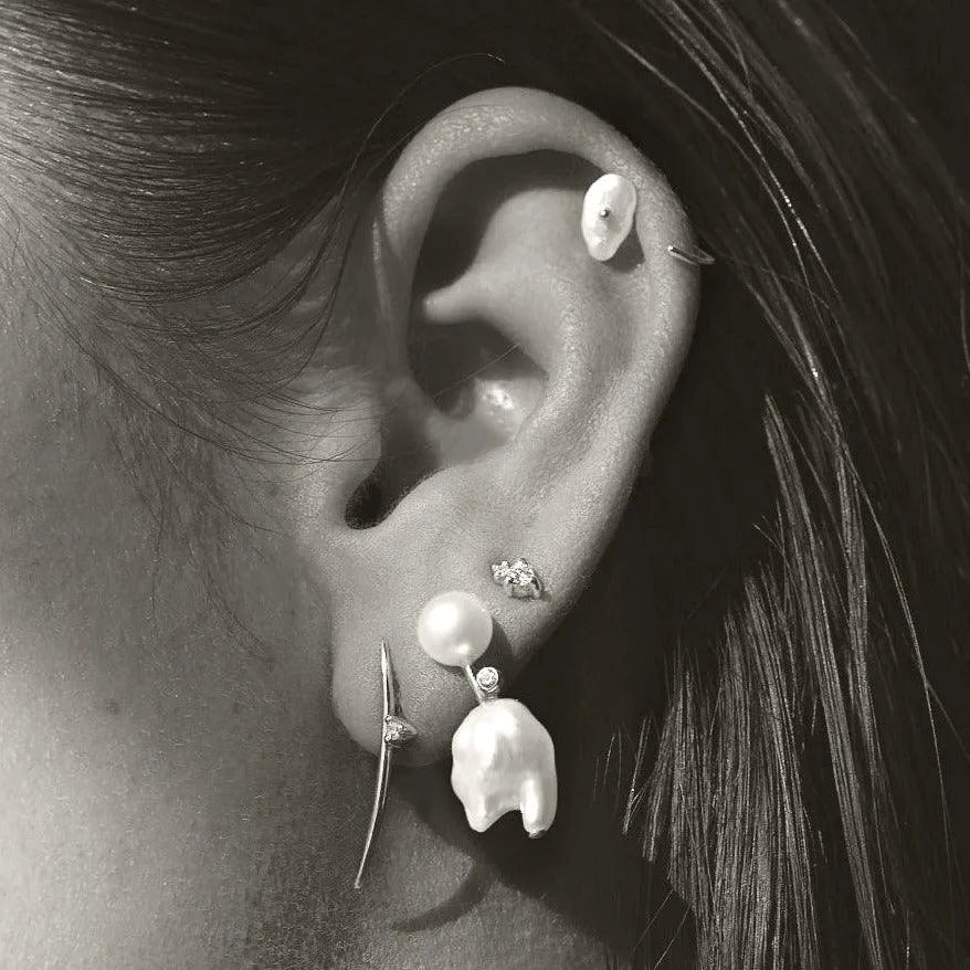 Diamond Mini Cloudbar Earrings by White/Space - At Present Jewelry