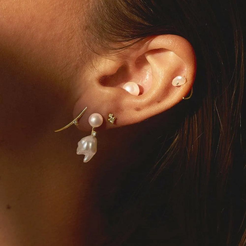 Diamond Mini Cloudbar Earrings by White/Space - At Present Jewelry