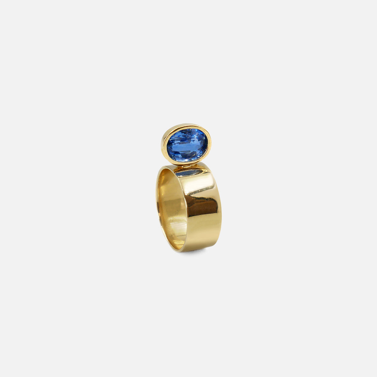 Perched Setting Ring with Oval Blue Himalayan Kyanite