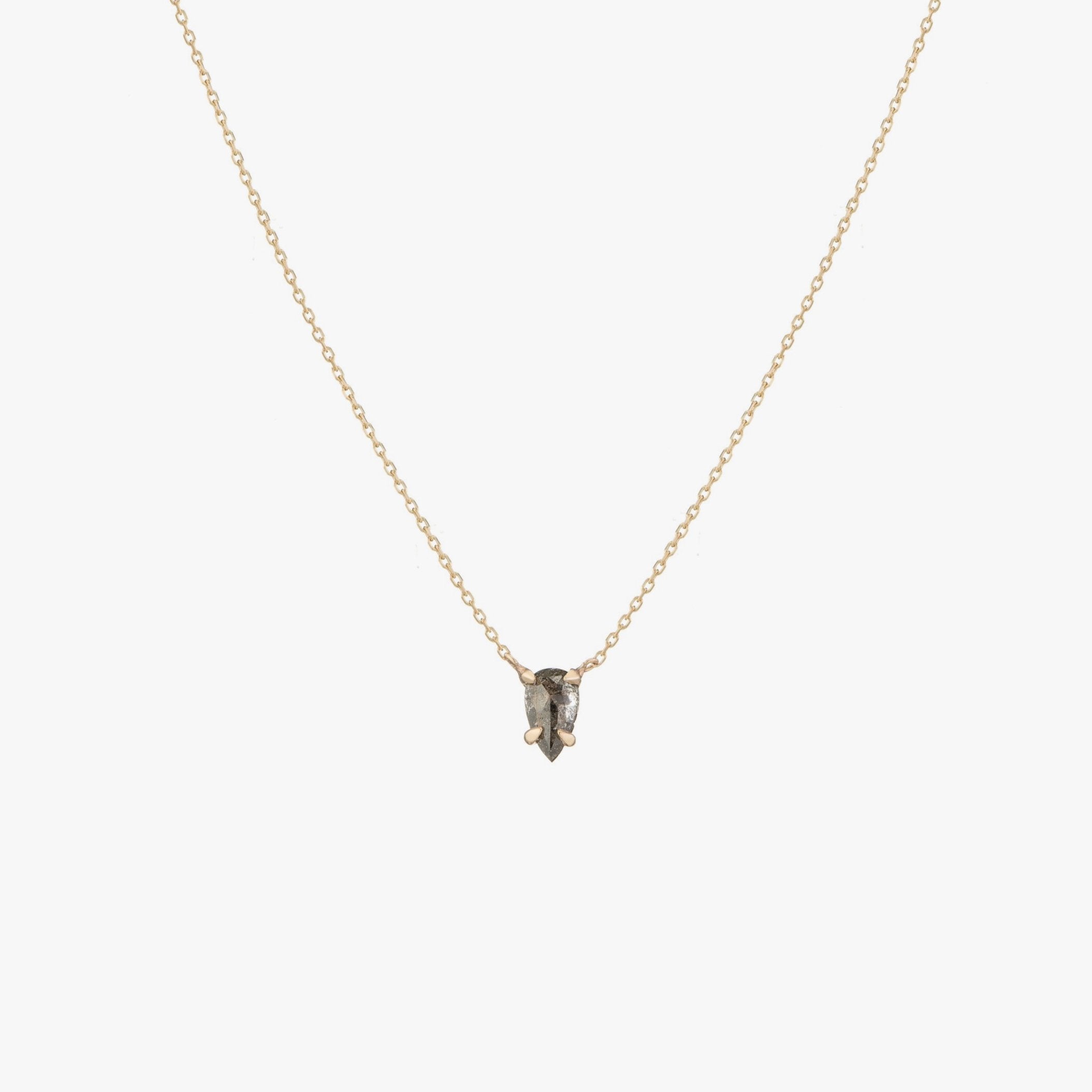 Dark Grey Pear Diamond Necklace