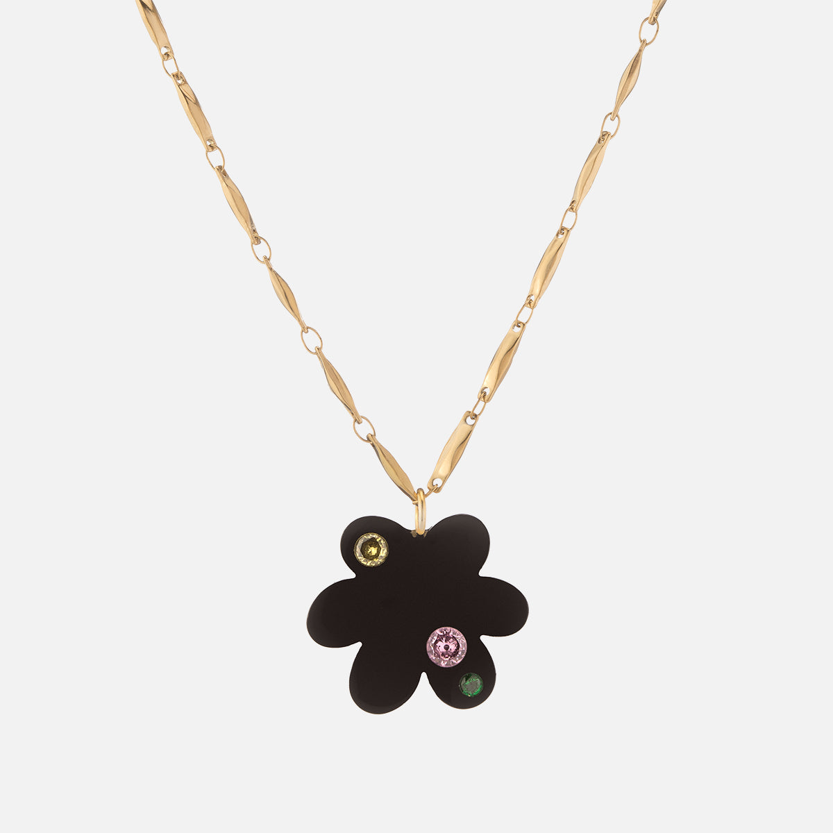 Super Bloom Necklace, Black Agate