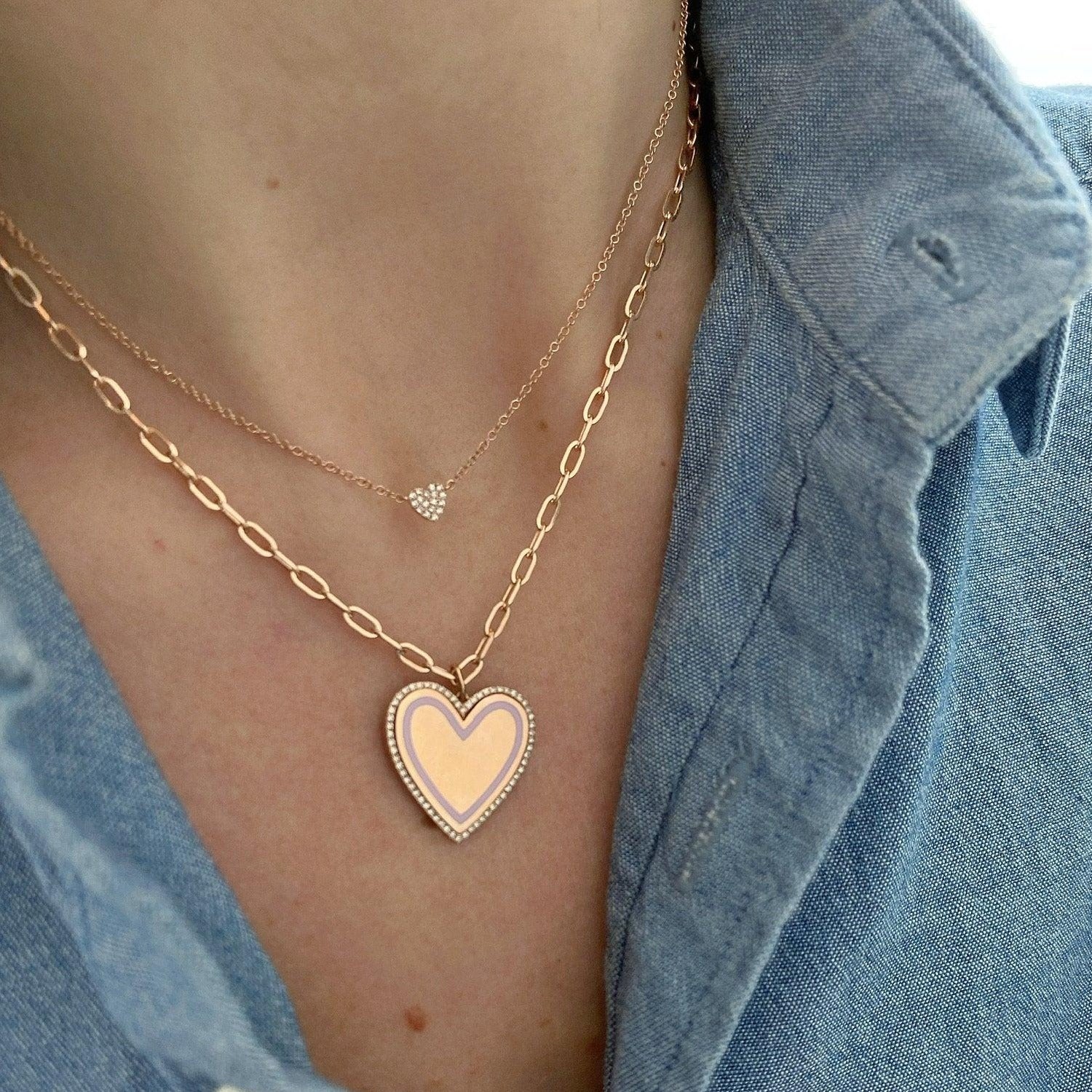 EF Collection Baby Diamond Heart Necklace 2