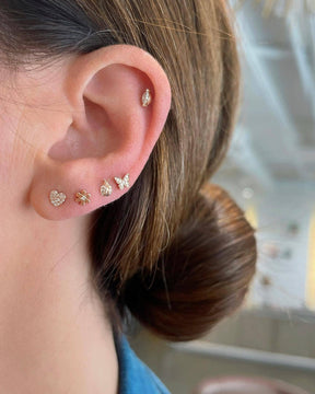 EF Collection Baby Diamond Heart Stud Earring 2