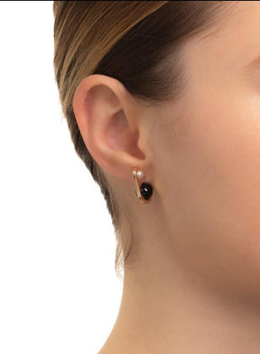 Hirotaka Beluga Pearl Onyx Earring 6