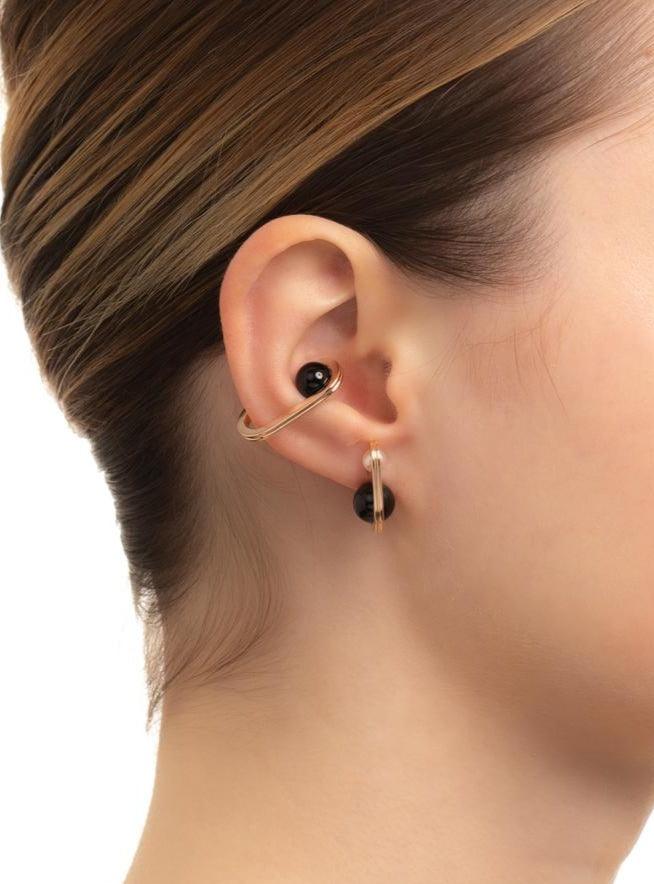 Hirotaka Beluga Pearl Onyx Earring 8