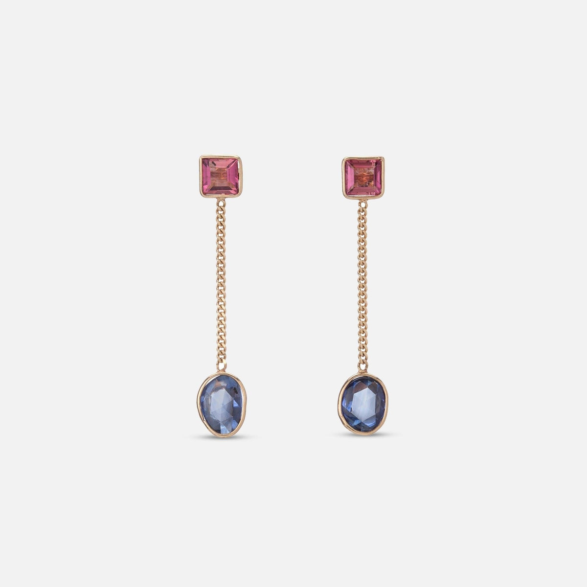Objet-a Curb Chain Earrings, Sapphire 1