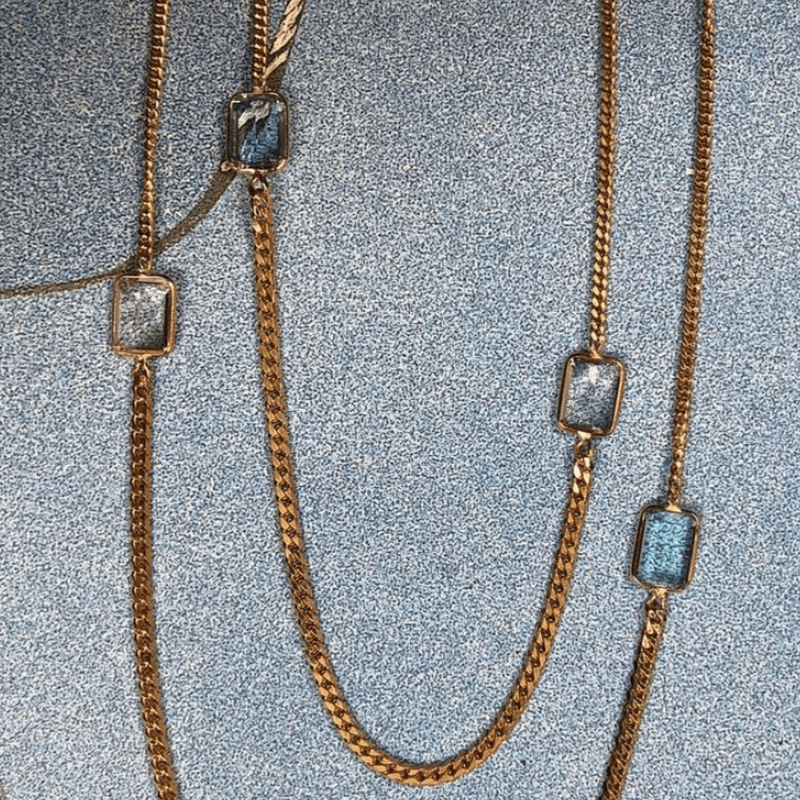 Objet-a Curb Chain Necklace, Tourmaline and Sapphire 3