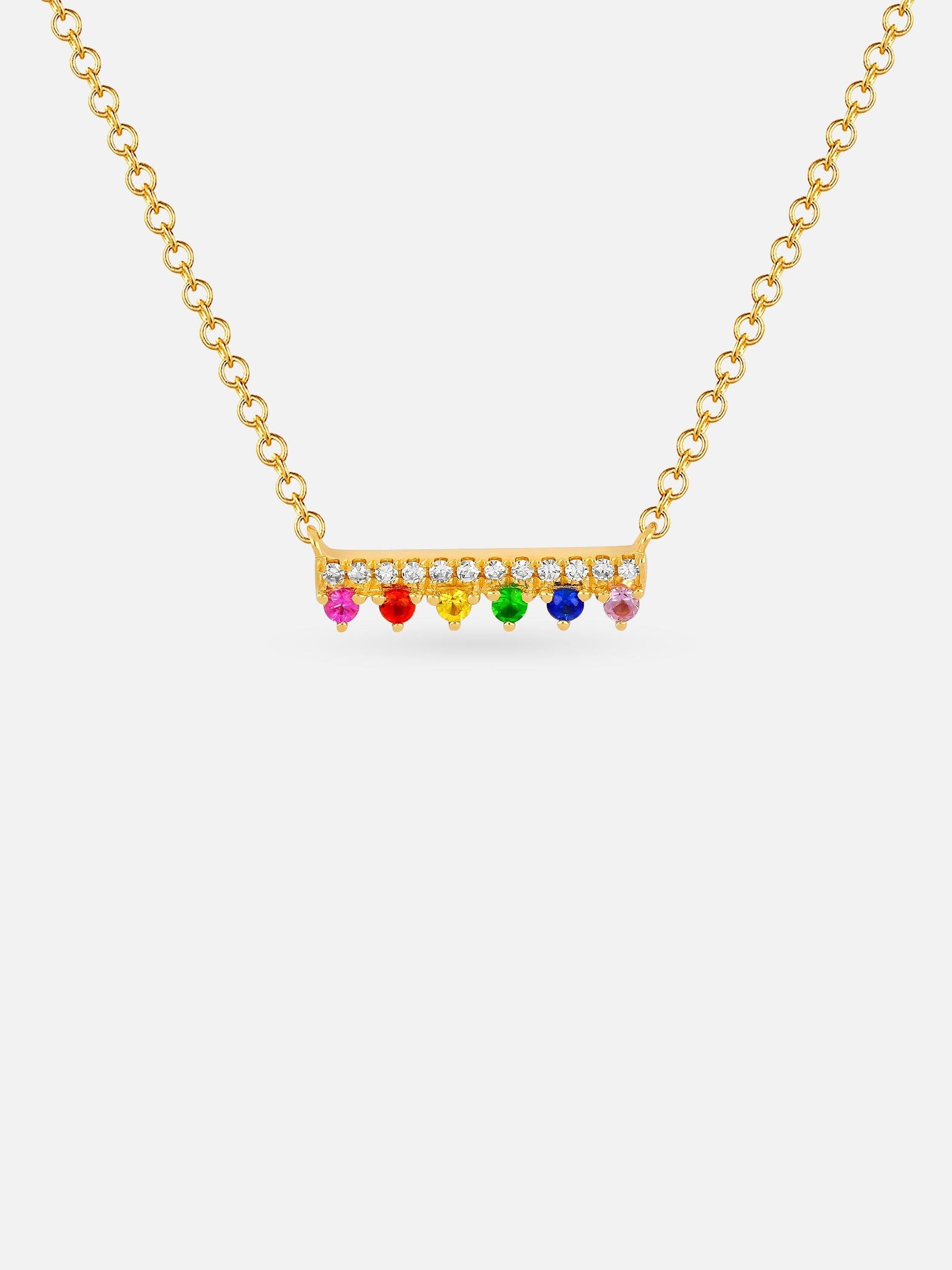 EF Collection Diamond & Rainbow Chloe Bar Necklace 1