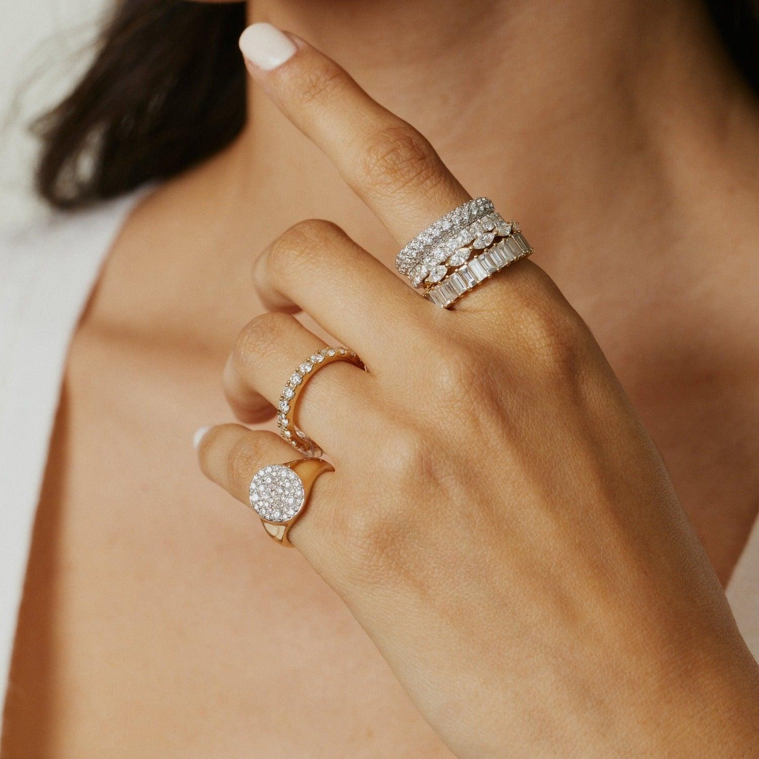 Eriness Diamond Signet Pinky Ring - At Present Jewelry