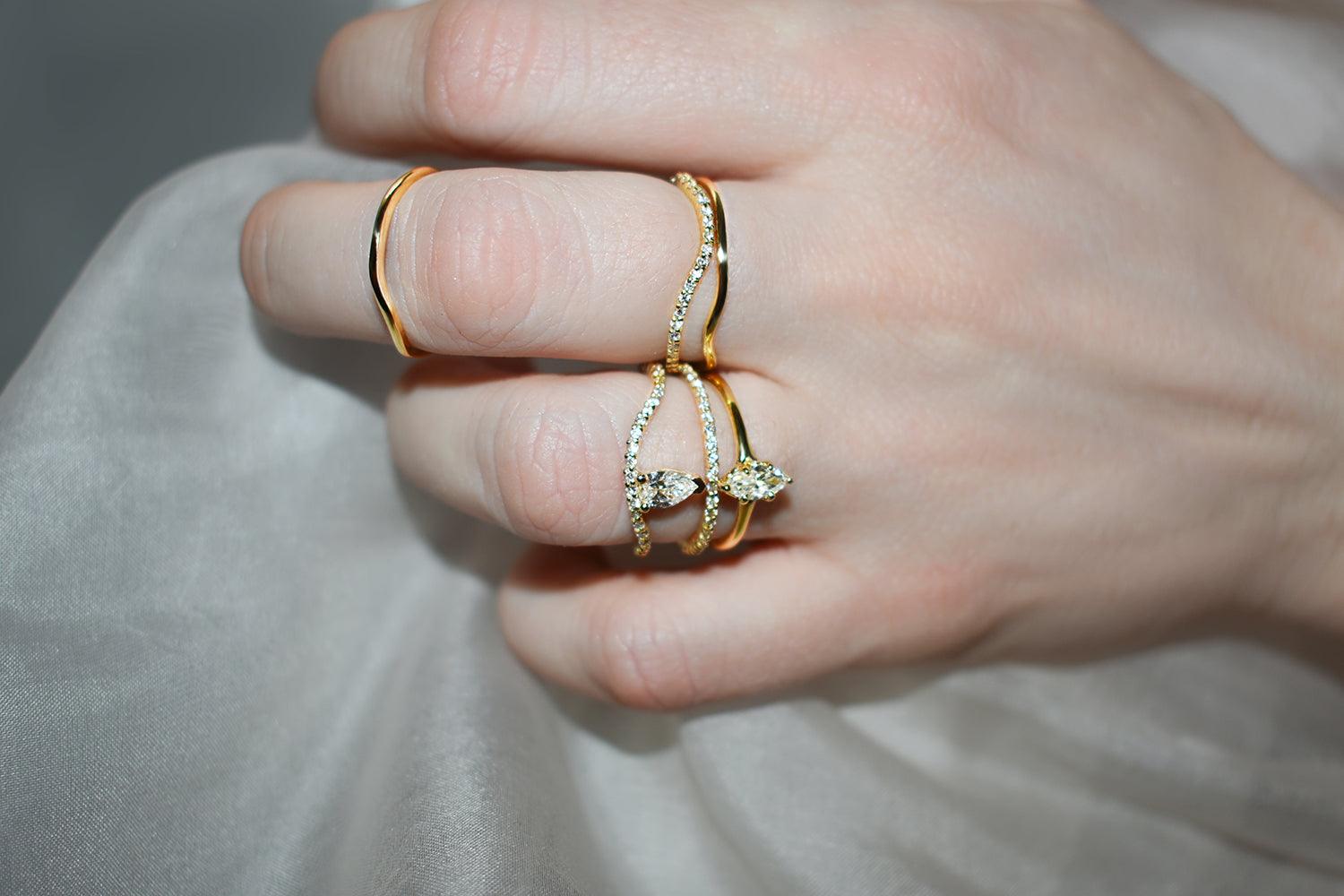 Labulgara Pave Ocean Wave Diamond Band Ring - At Present Jewelry