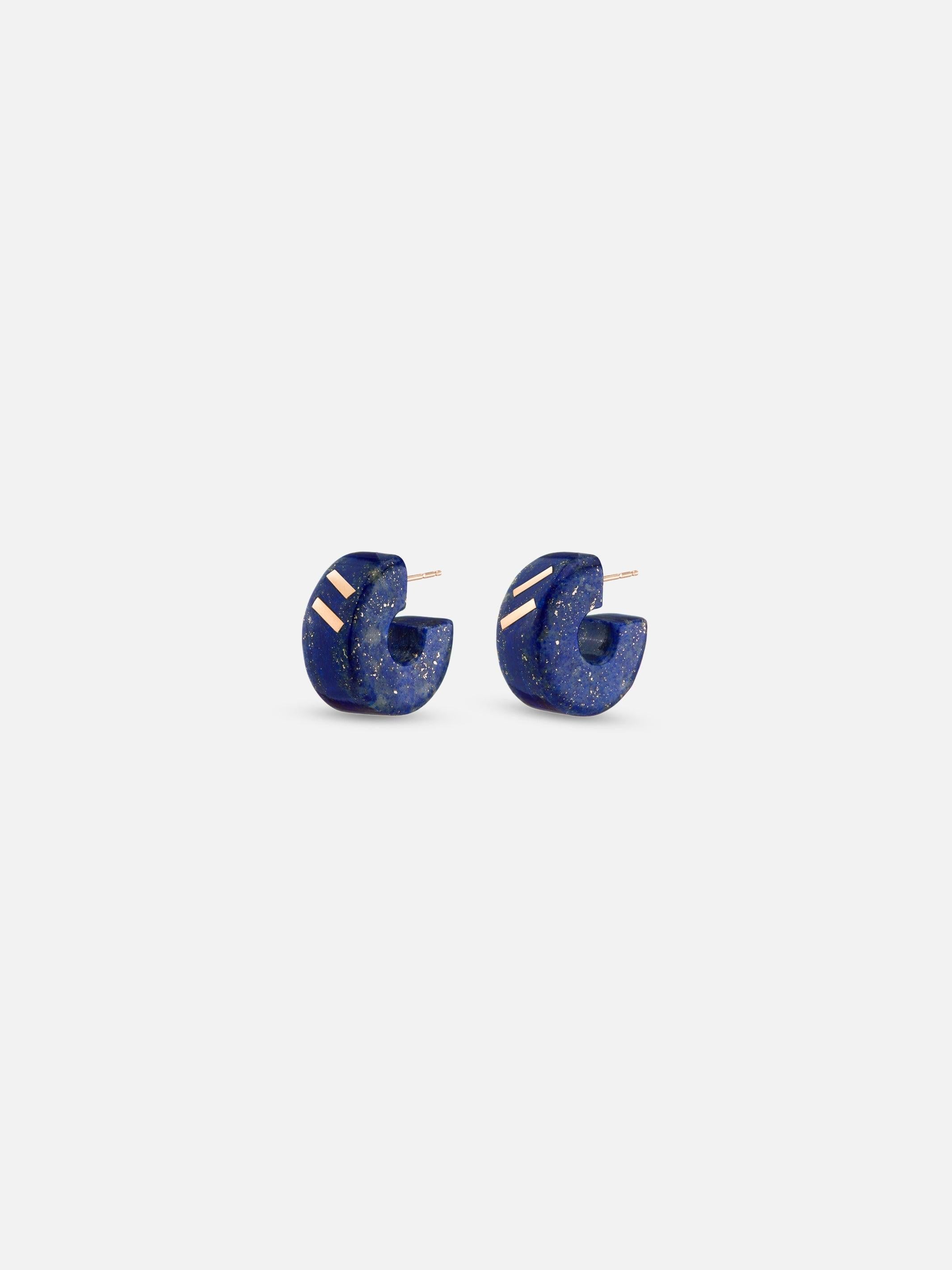 Bleecker & Prince Limited Edition Chubby Stone Huggies: Blue Lapis 4
