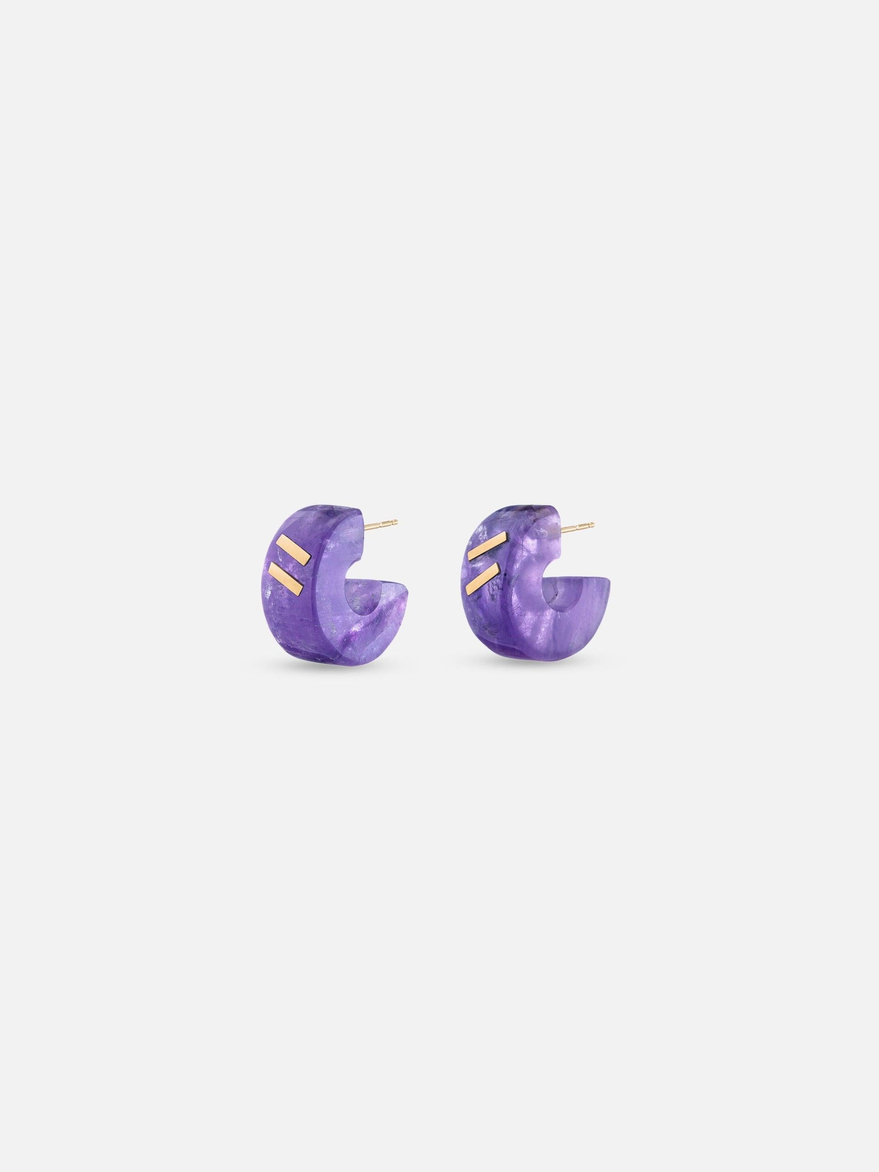 Bleecker & Prince Limited Edition Chubby Stone Huggies: Purple Amethyst 3