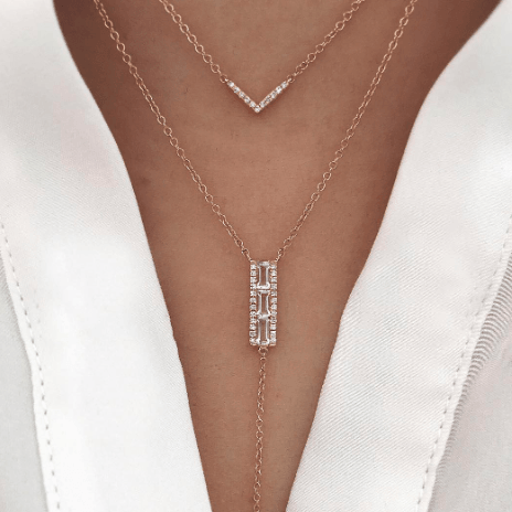 14K White Gold Diamond Chevron Necklace G13040 – Gem by carati