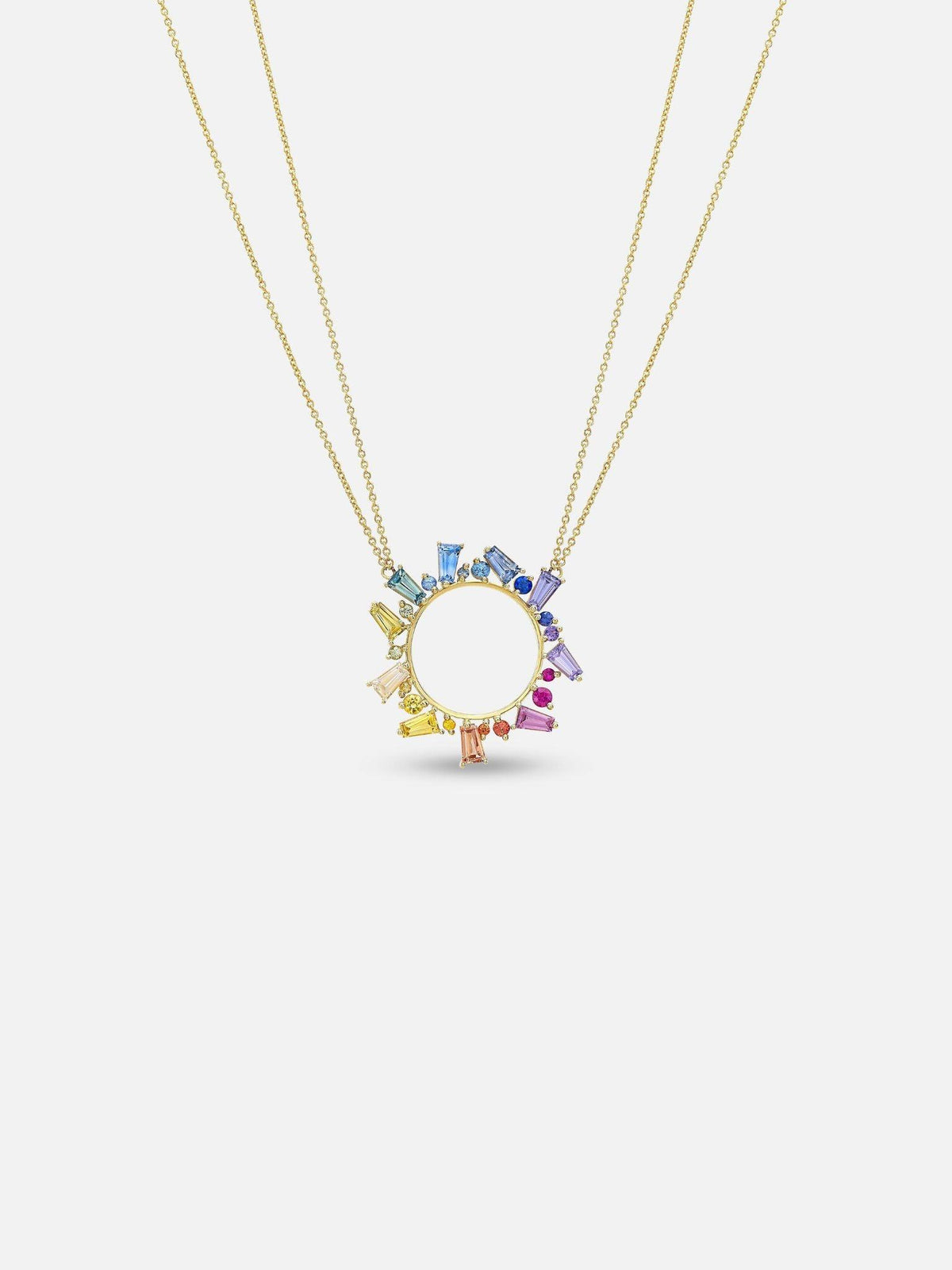 Meredith Young Open Circle Necklace In Rainbow Sapphires 1