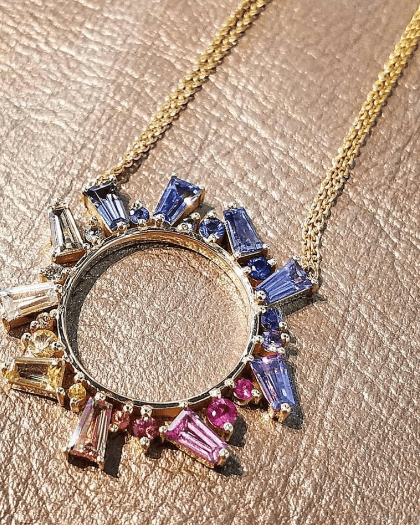 Meredith Young Open Circle Necklace In Rainbow Sapphires 2