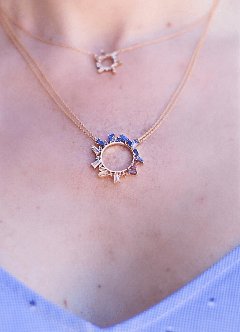 Meredith Young Open Circle Necklace In Rainbow Sapphires 3