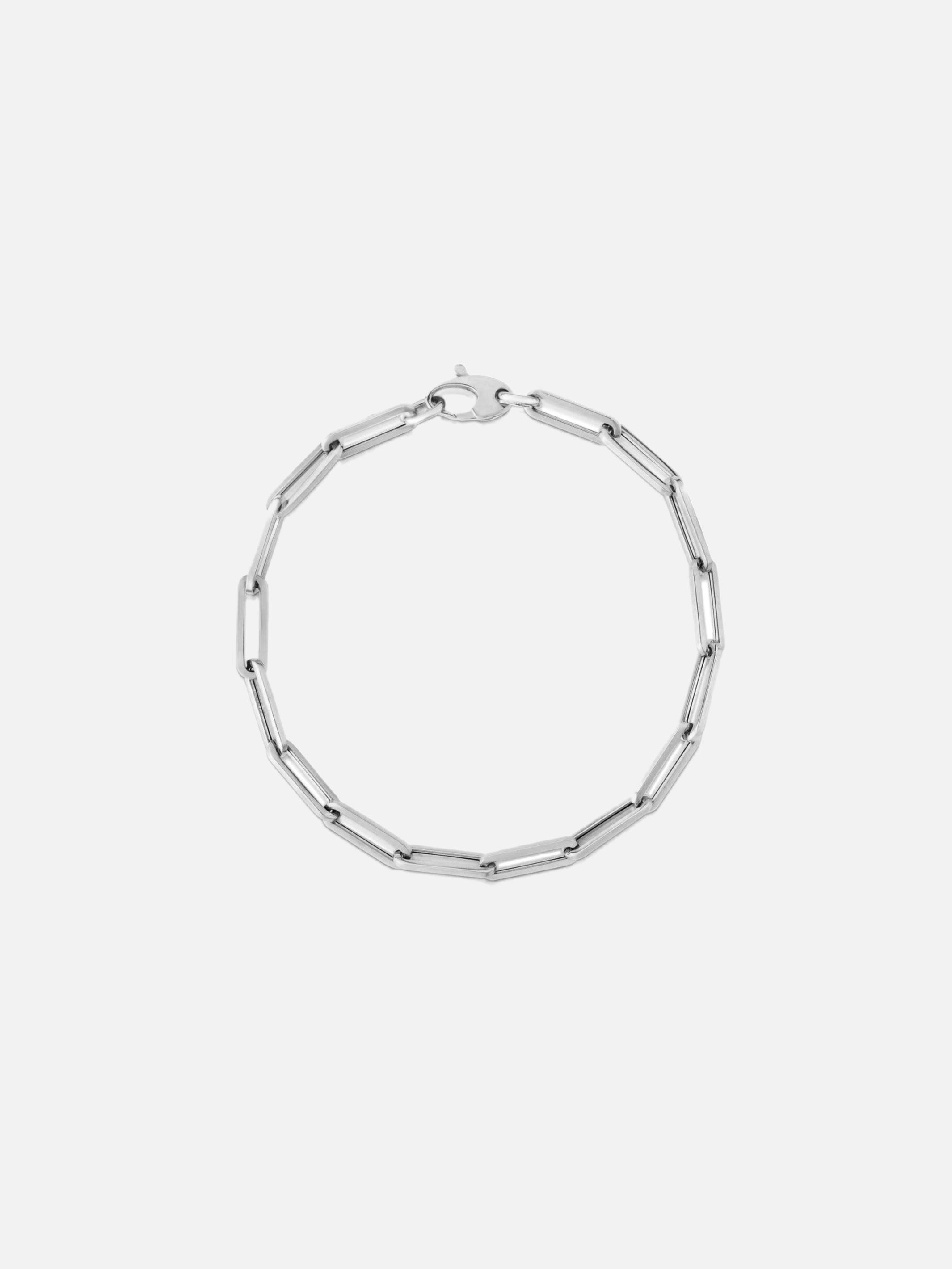 Noor Shamma Paperclip Bracelet– White Gold 1