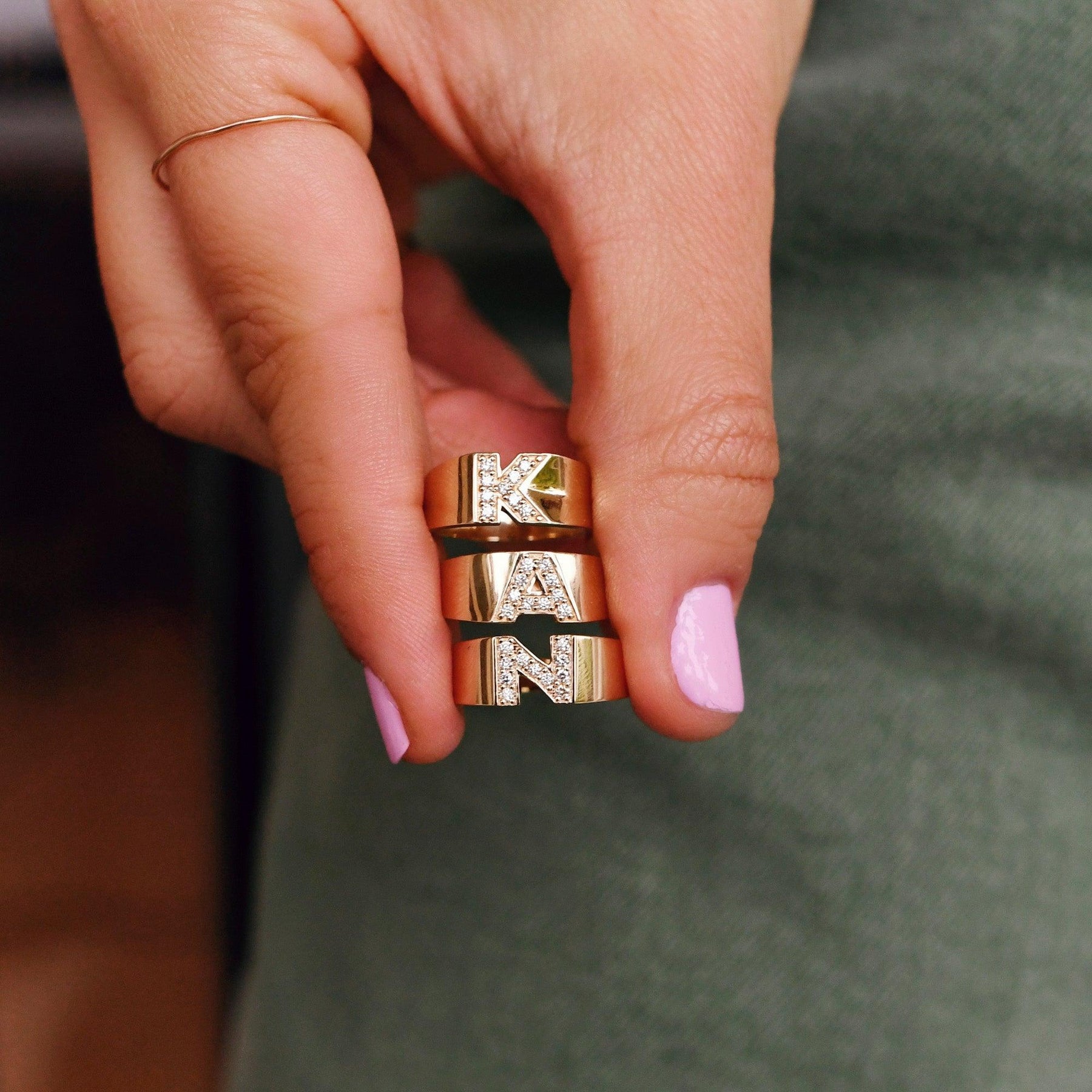 Pave Letter Ring - Ariel Gordon Jewelry - At Present