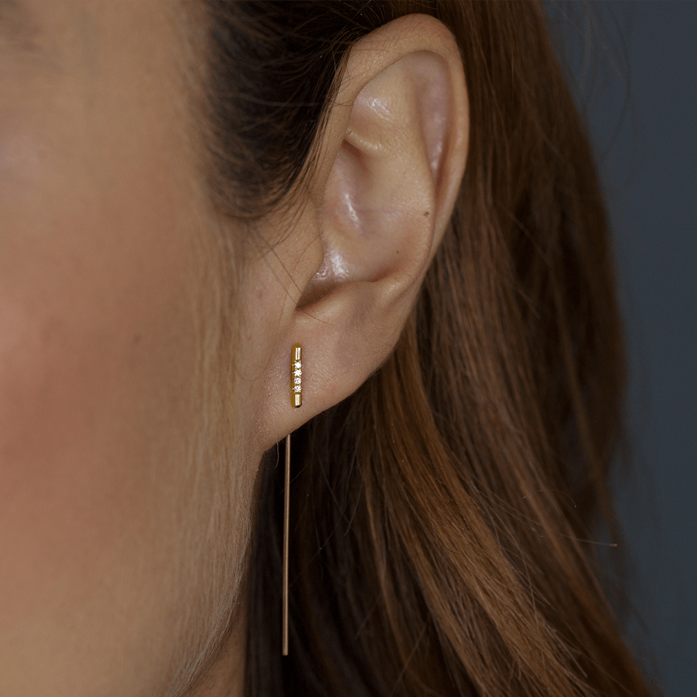 Pavé Linea Threader Earring - White/Space - At Present