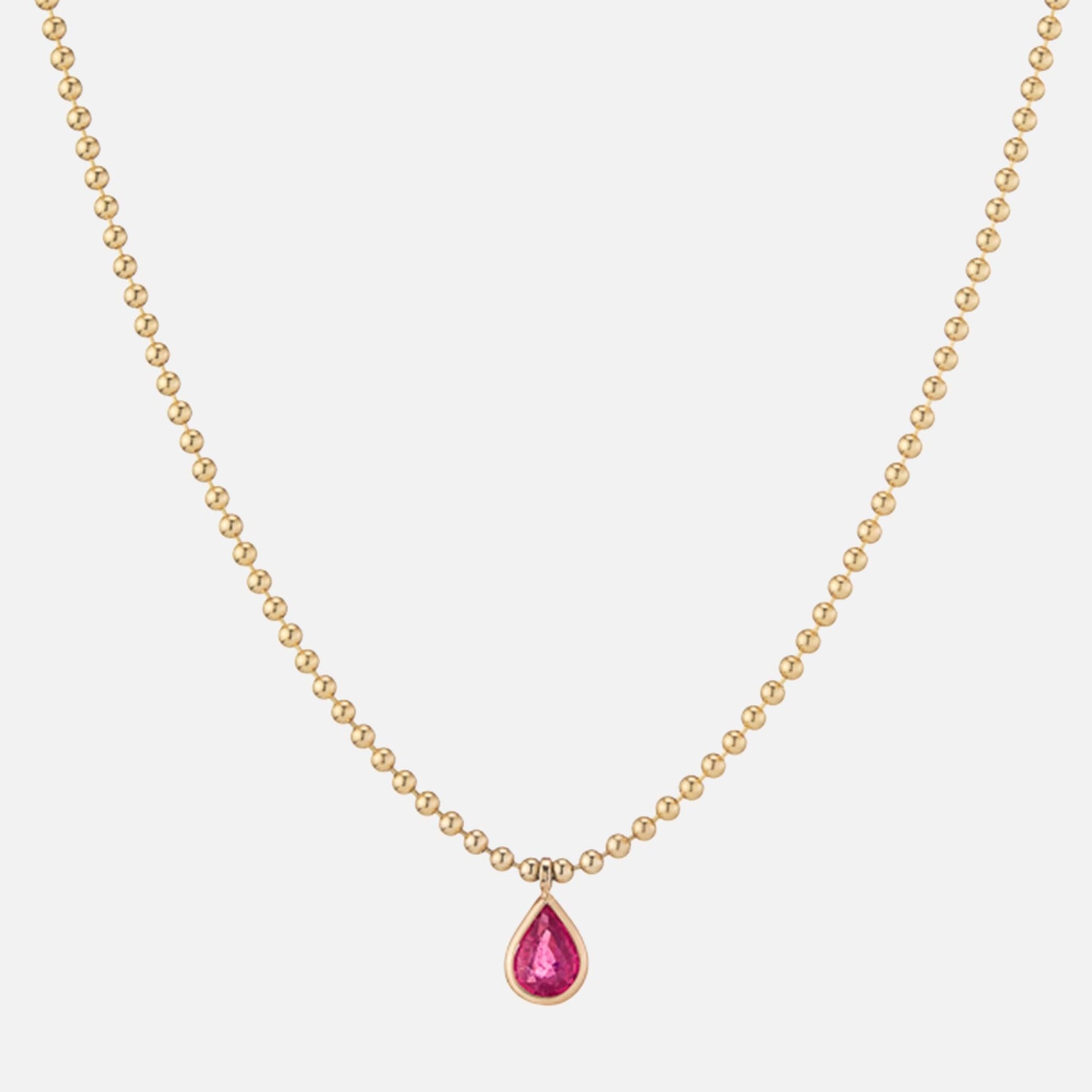 Pink Tourmaline Ball Chain Necklace - At Present - At Present