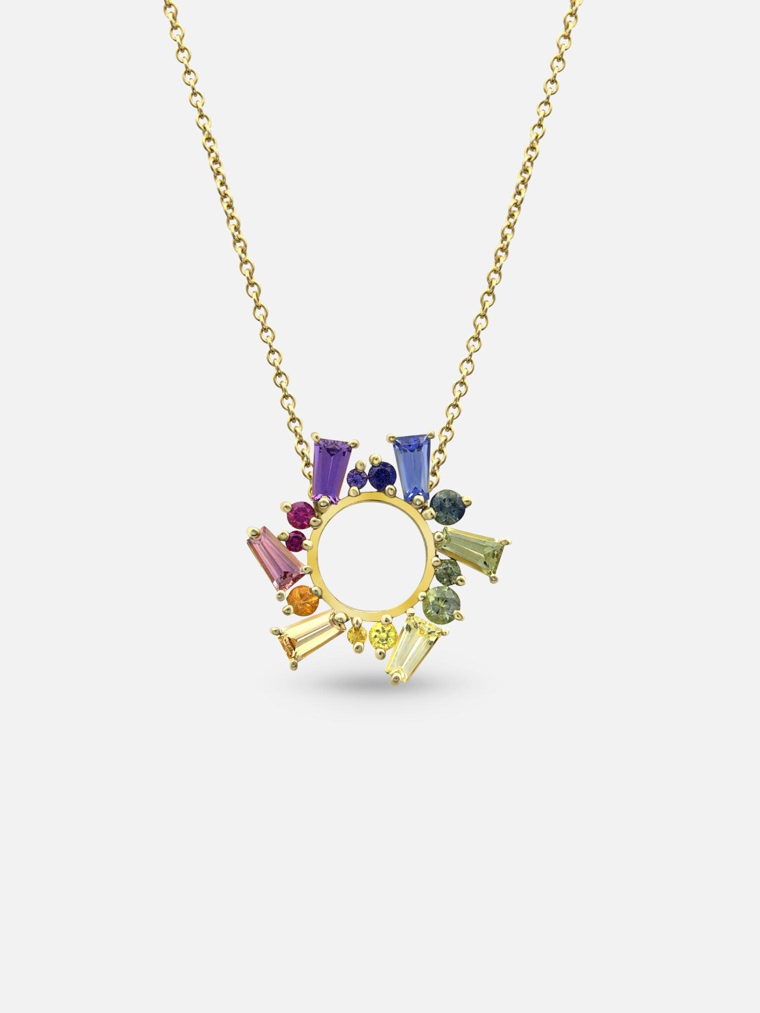 Meredith Young Rainbow Sapphire Small Open Circle Necklace - At Present
