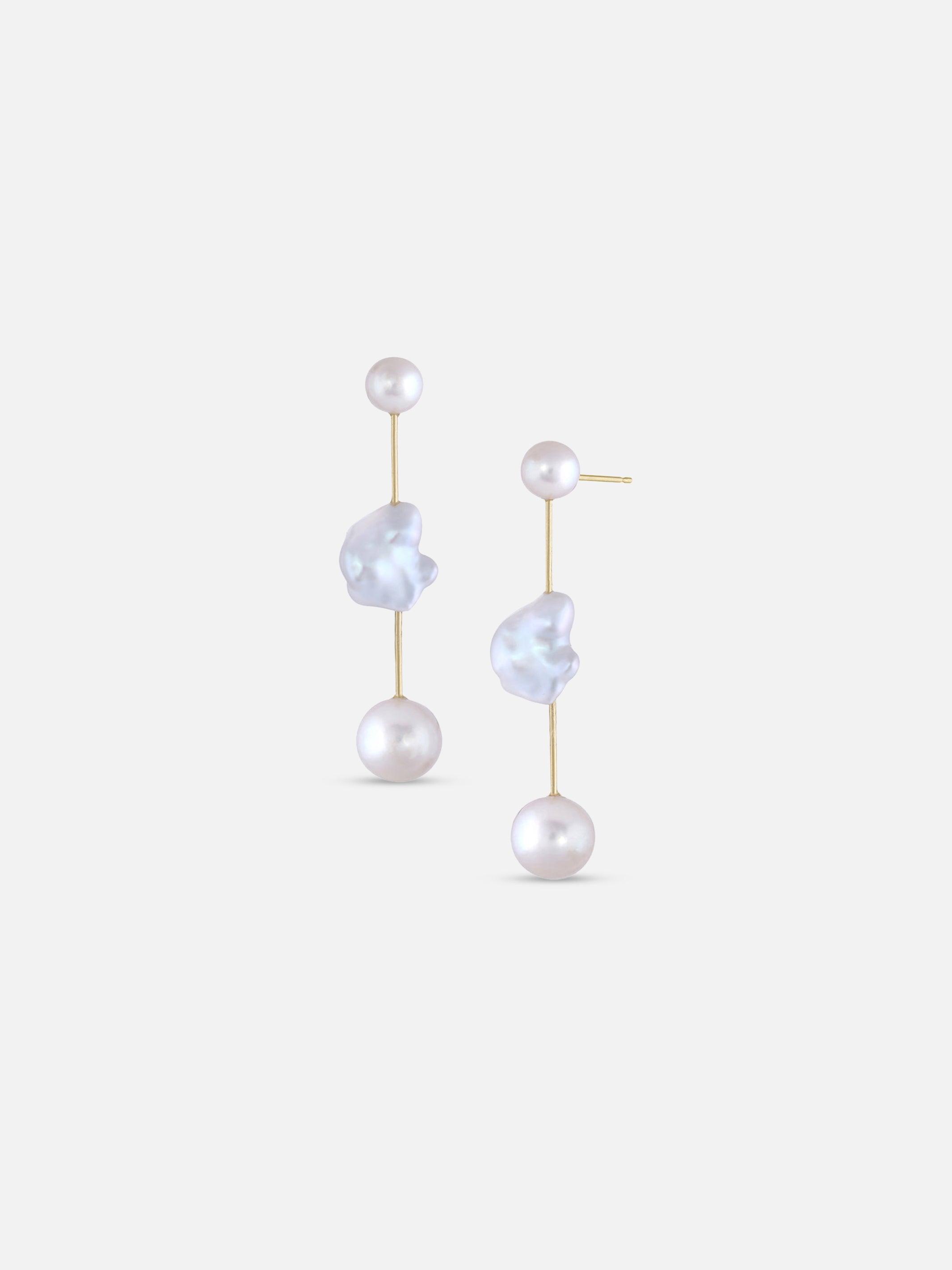 Round Cloudbar Earrings - White/Space - At Present