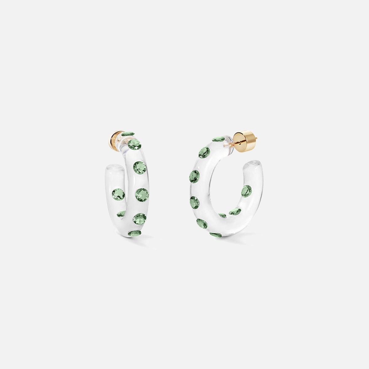 Sarah Noor Small Lucid Hoops, Green - At Present Jewelry