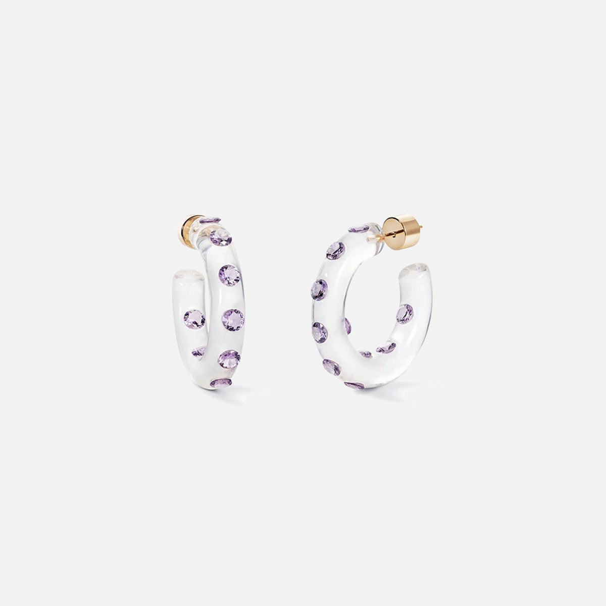 Sarah Noor Small Lucid Hoops, Violet - At Present Jewelry