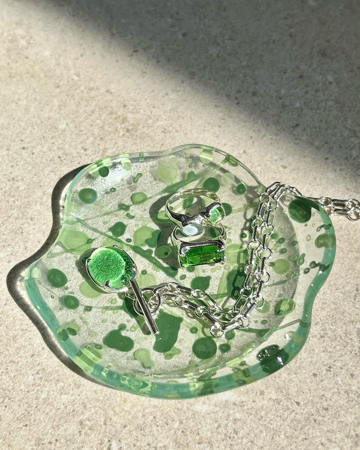 Splatter Glass Tray, Forest Green - CLED - At Present