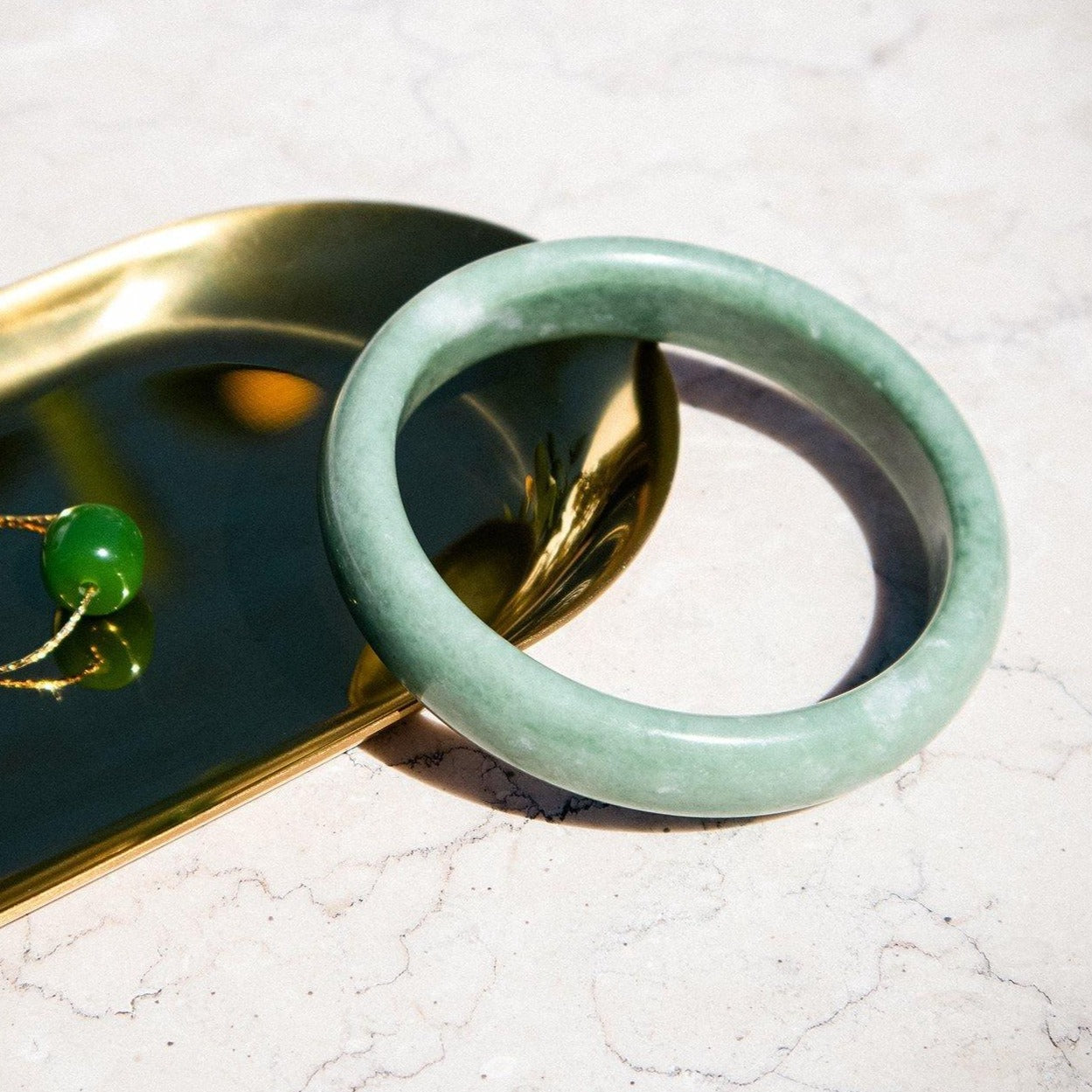 Tennis — Opaque green jade bangle - seree - At Present