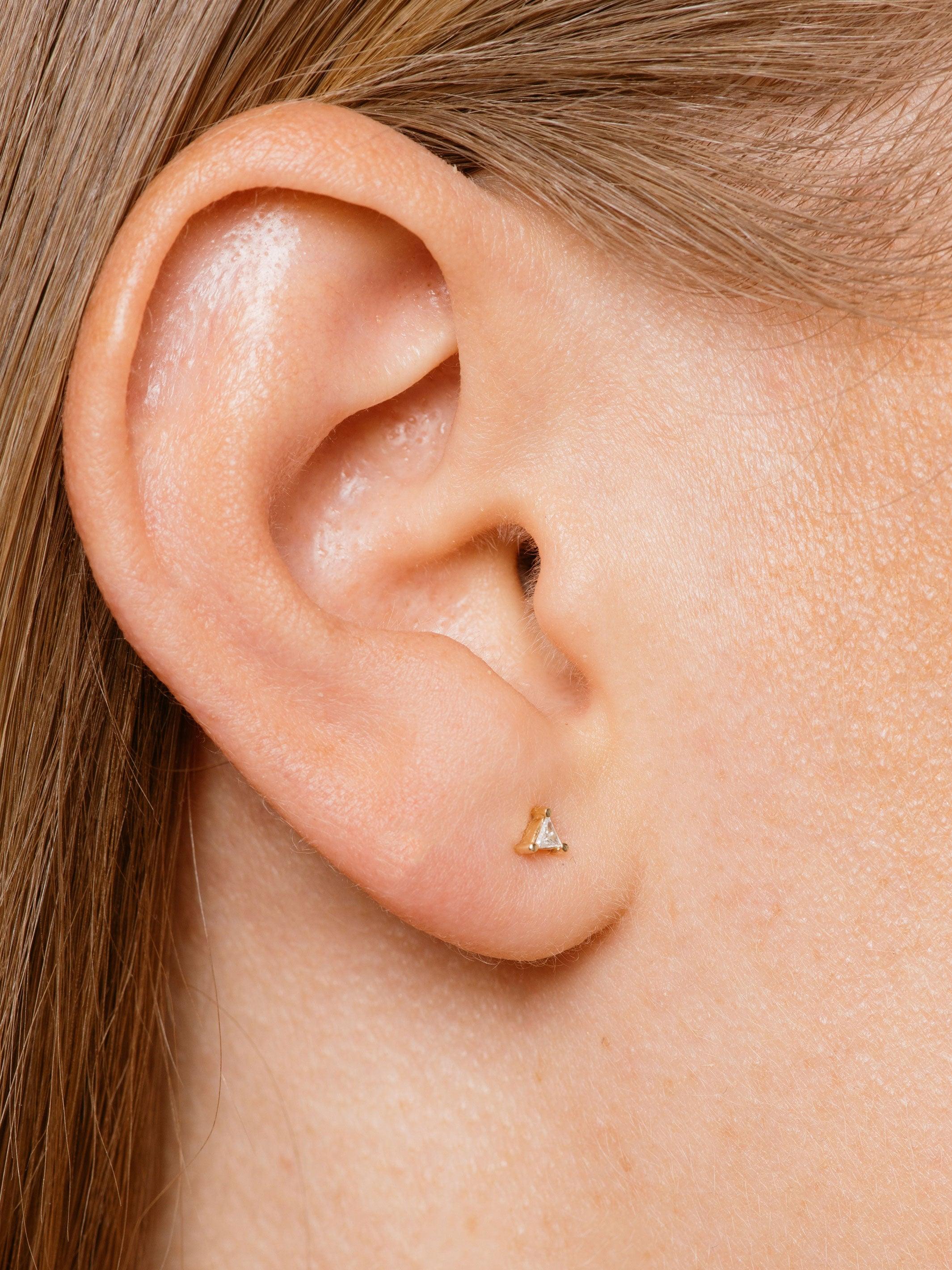 Labulgara Tiny Diamond Triangle Stud Earring 3